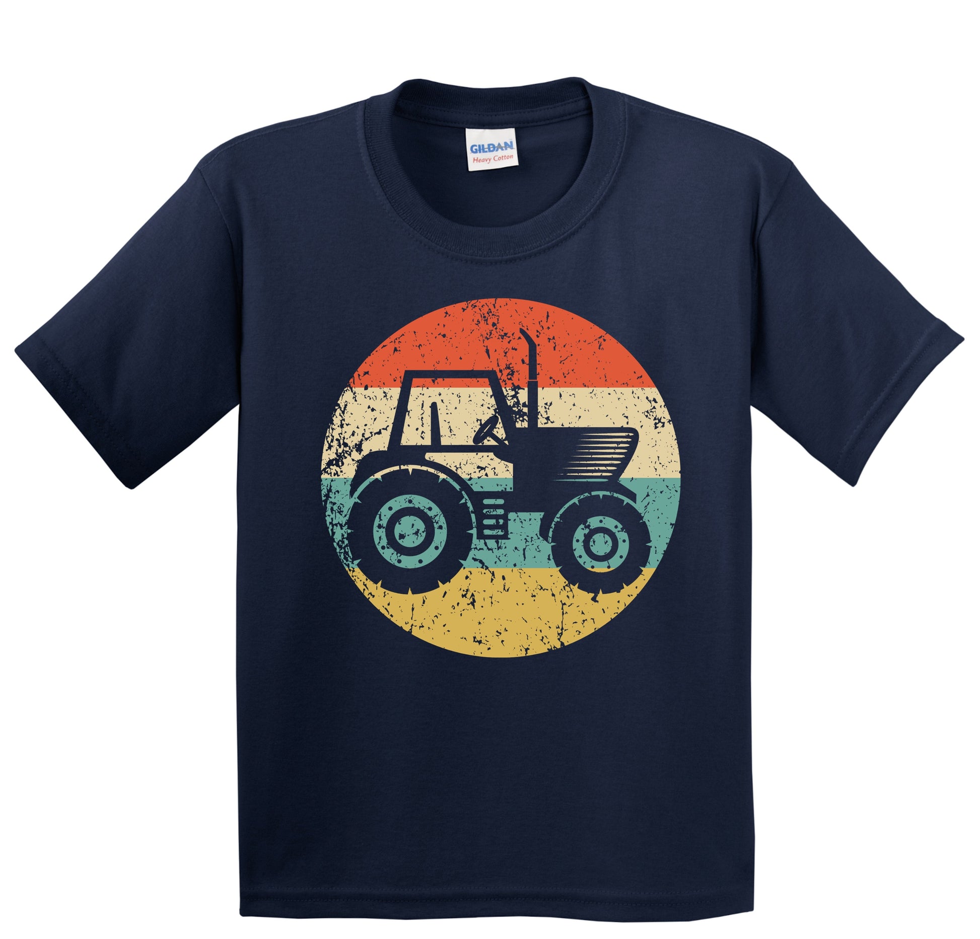Farm Tractor Silhouette Retro Farming Farmer Youth T-Shirt