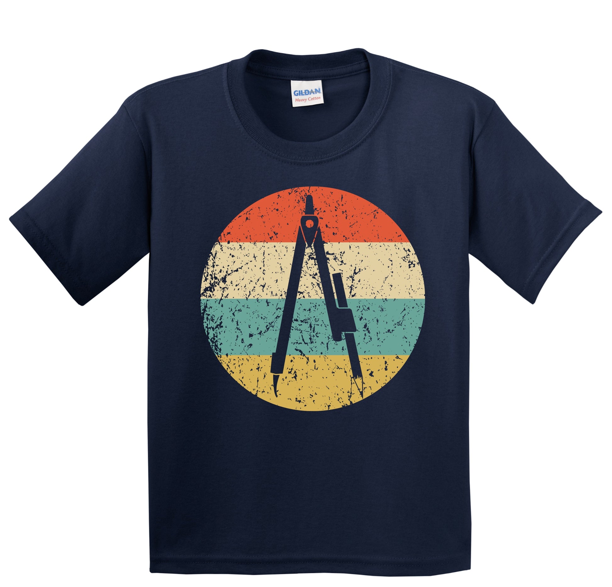 Pencil Compass Silhouette Retro Architect Engineer Youth T-Shirt