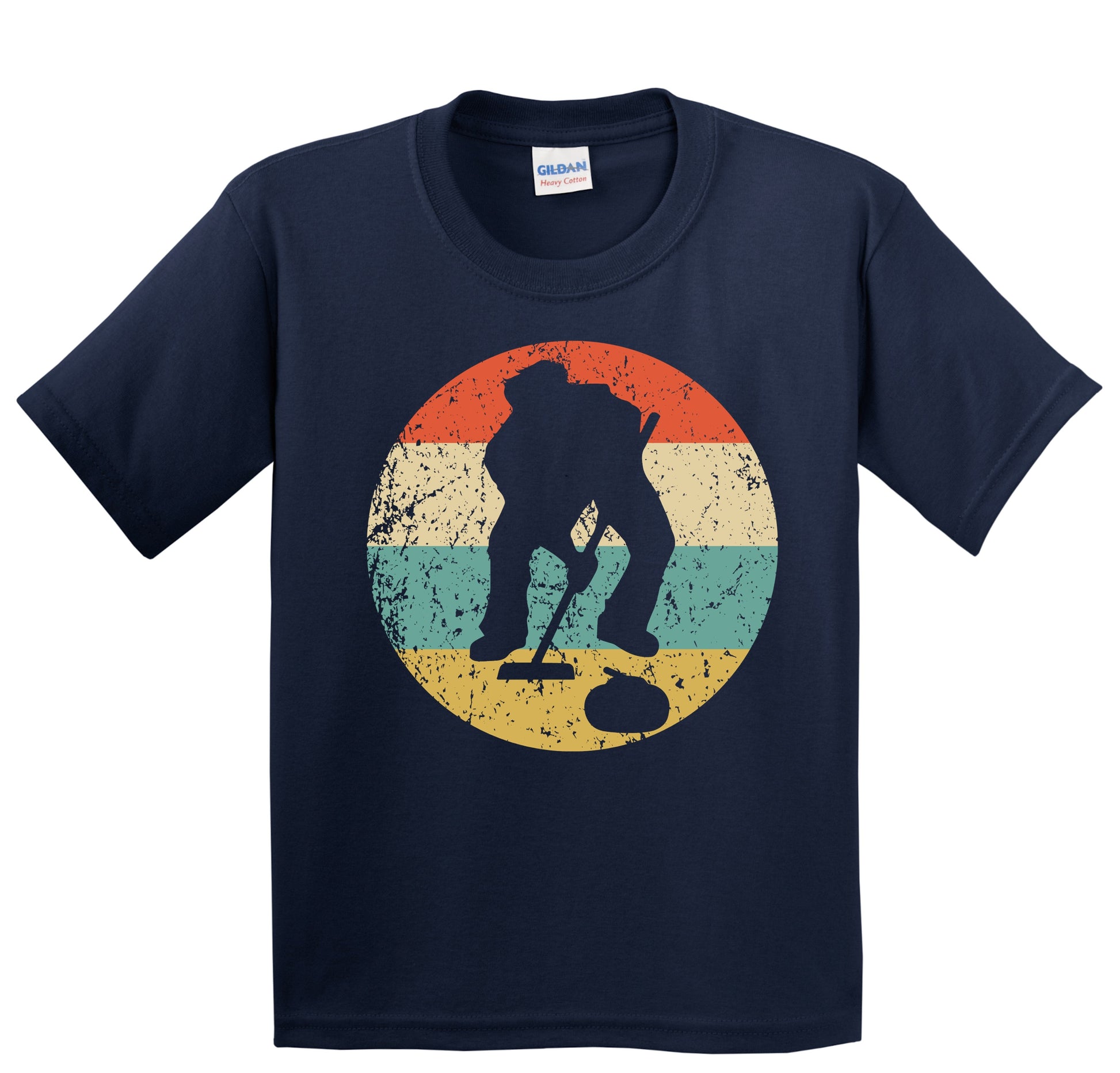 Curling Curler Silhouette Retro Sports Youth T-Shirt