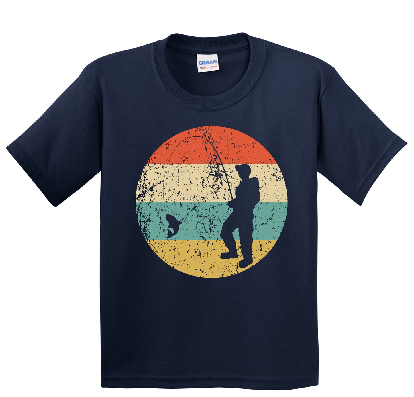 Fisherman Silhouette Retro Fishing Youth T-Shirt