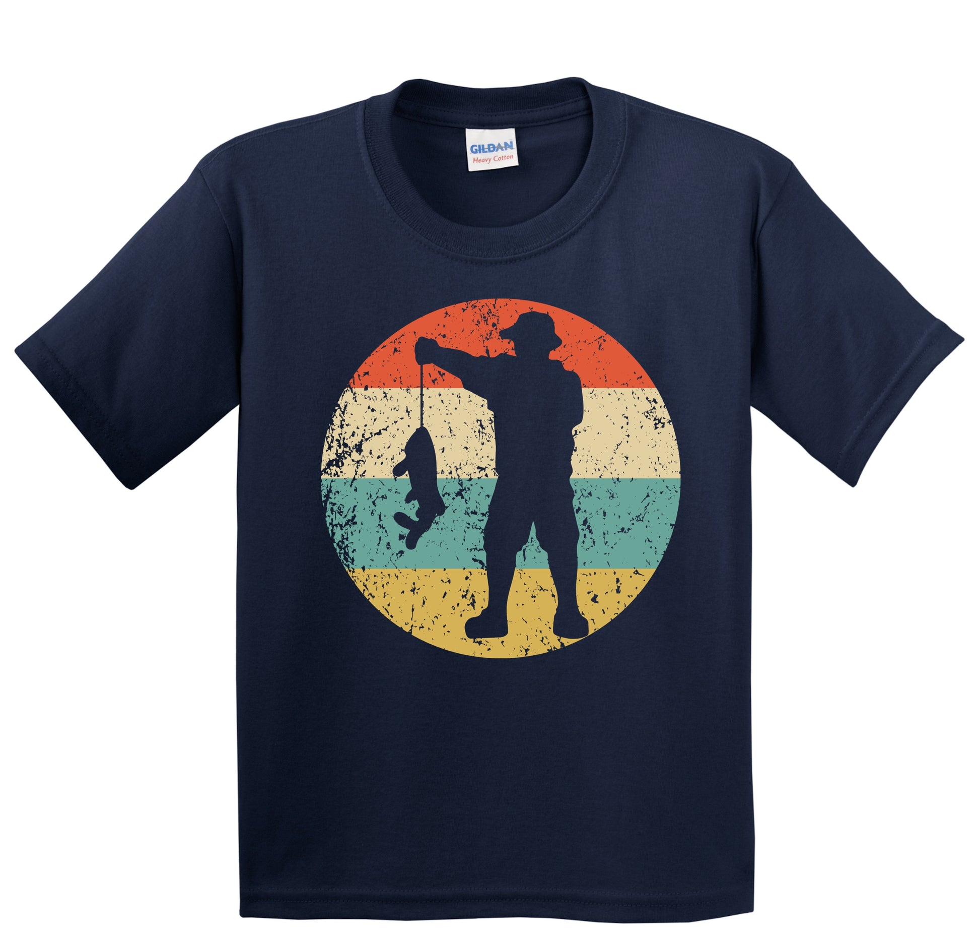 Fisherman Silhouette Retro Fishing Youth T-Shirt