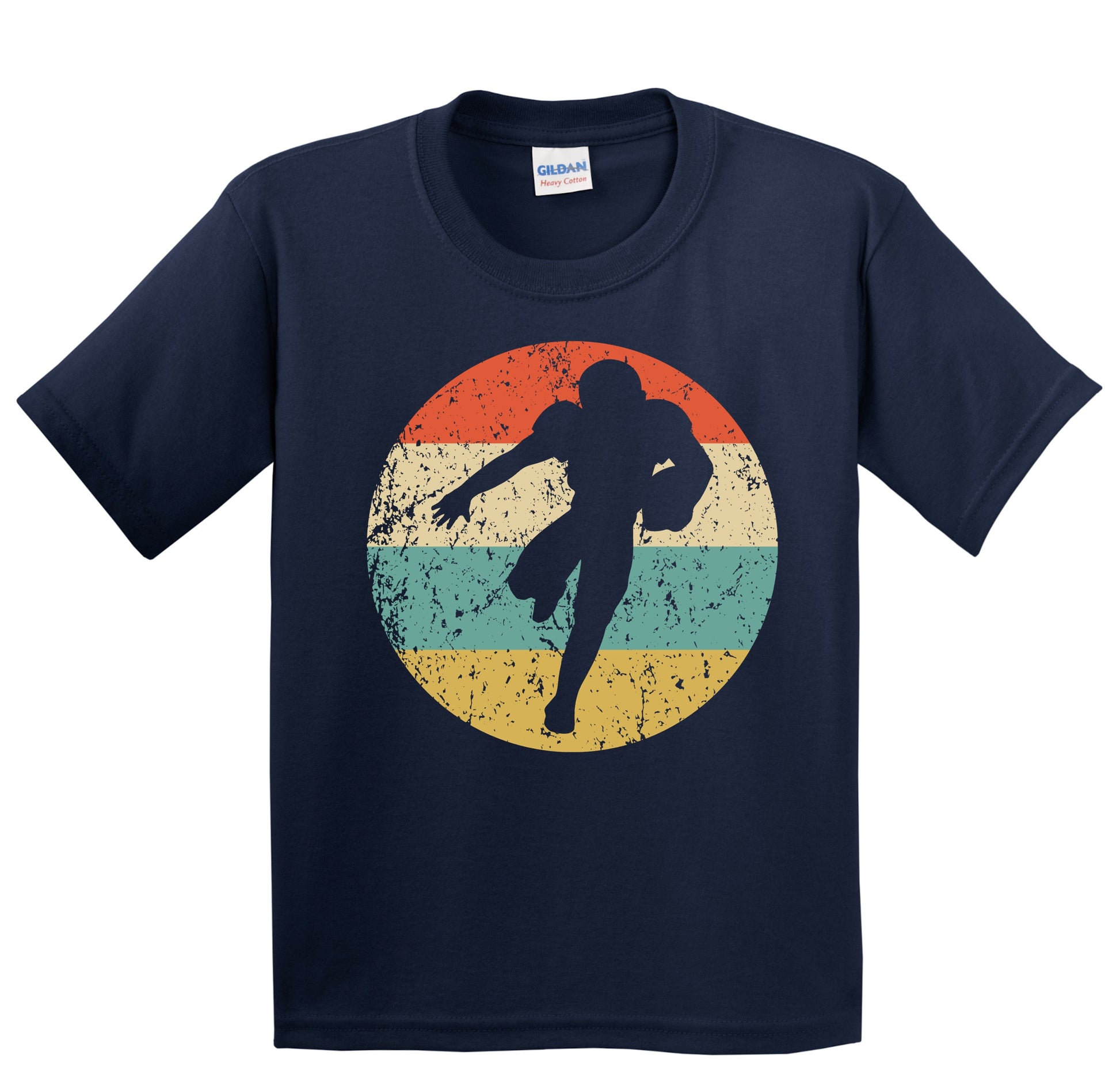 Football Player Running Back Silhouette Retro Sports Youth T-Shirt