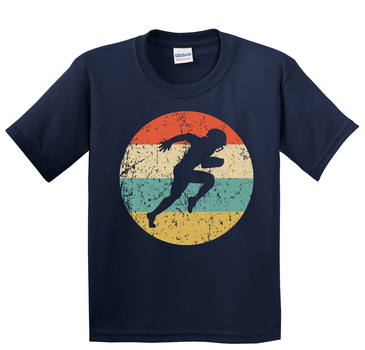 Running Back Football Player Silhouette Retro Sports Youth T-Shirt