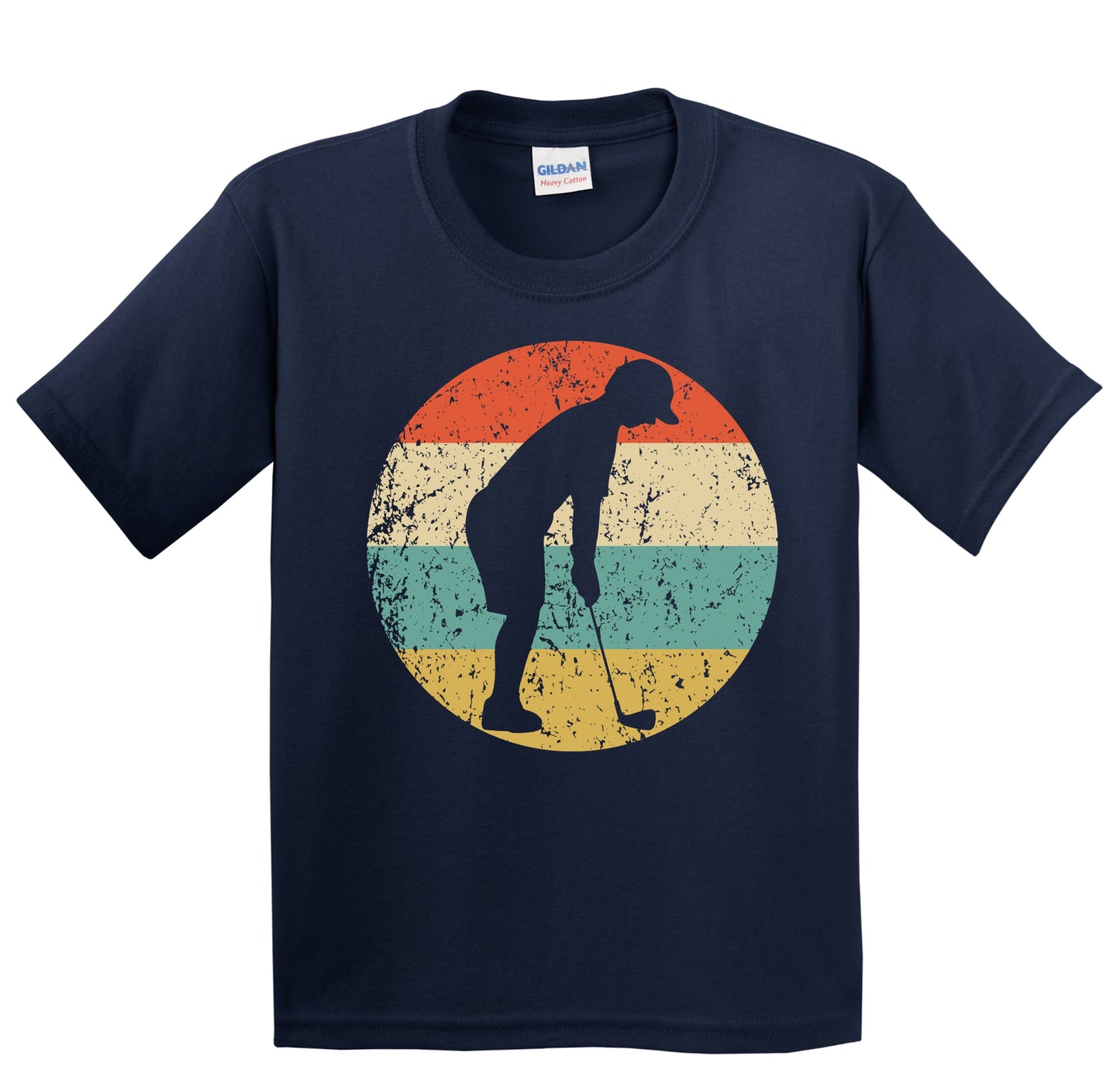 Golf Golfer Golfing Silhouette Retro Sports Youth T-Shirt