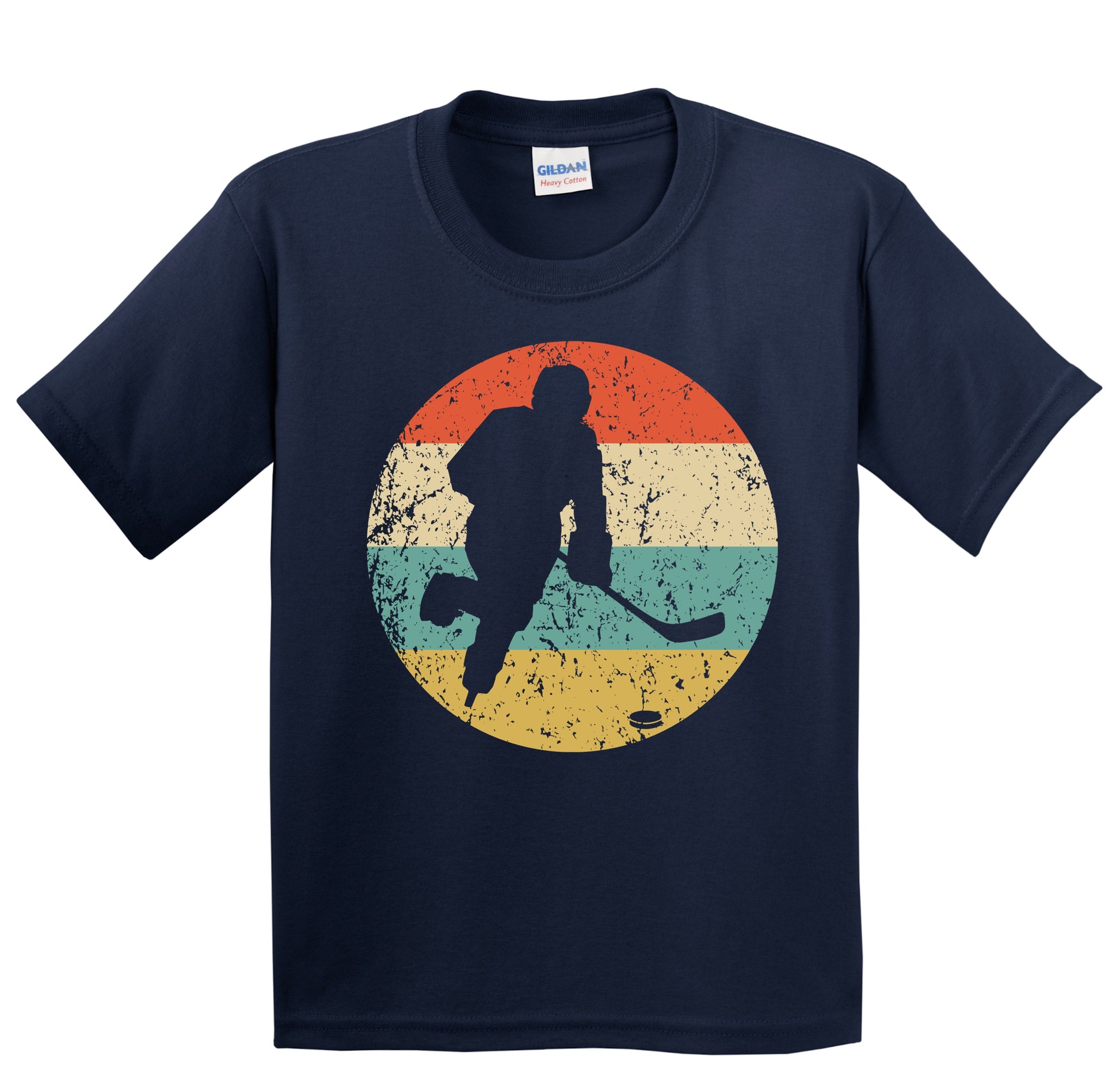 Hockey Player Silhouette Retro Sports Youth T-Shirt