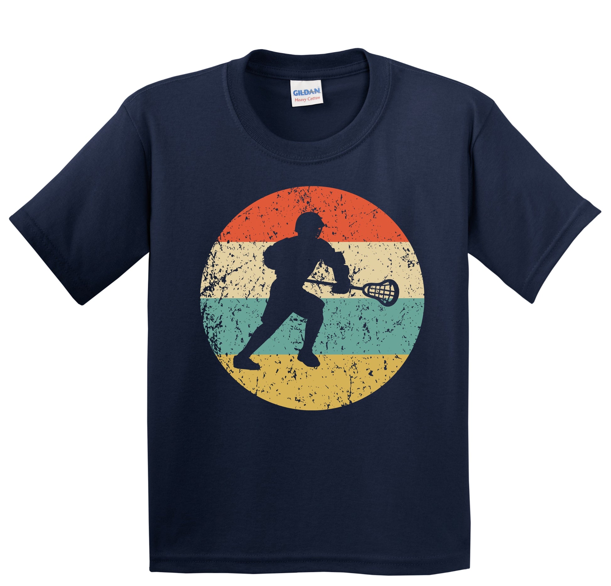 Lacrosse Player Silhouette Retro Sports Youth T-Shirt