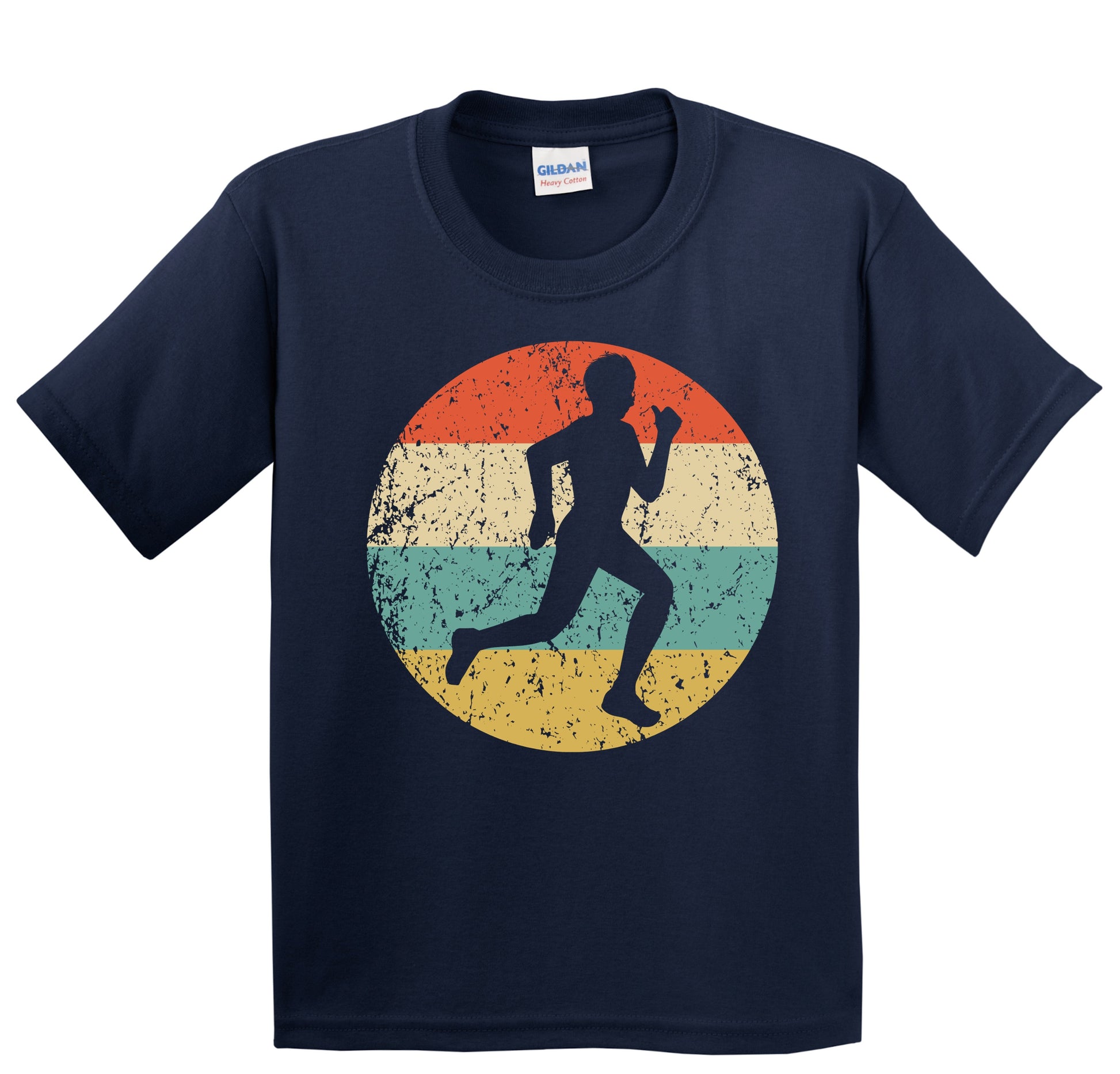 Runner Cross Country Marathon Silhouette Retro Sports Youth T-Shirt