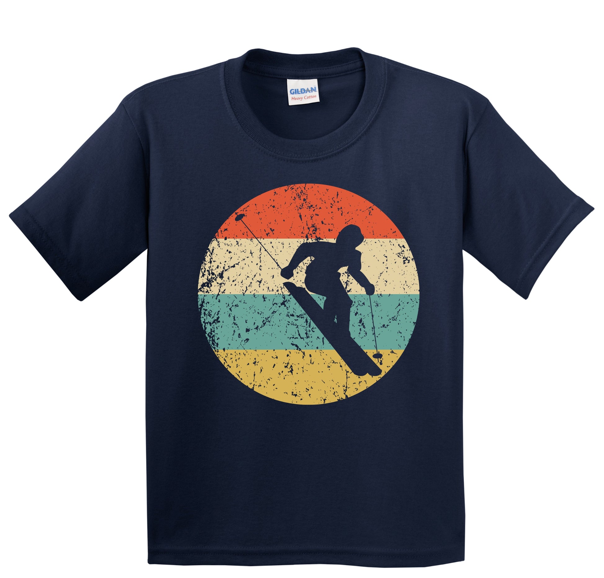 Downhill Skier Skiing Silhouette Retro Winter Sports Youth T-Shirt