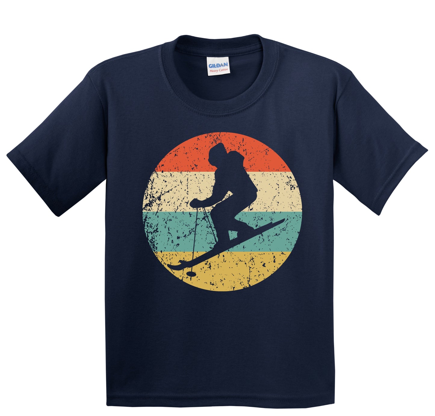 Downhill Skier Skiing Silhouette Retro Winter Sports Youth T-Shirt