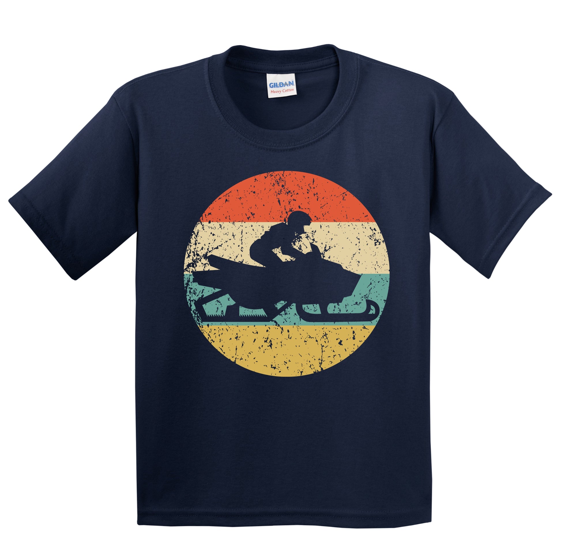 Snowmobile Snowmobiler Silhouette Retro Winter Sports Youth T-Shirt