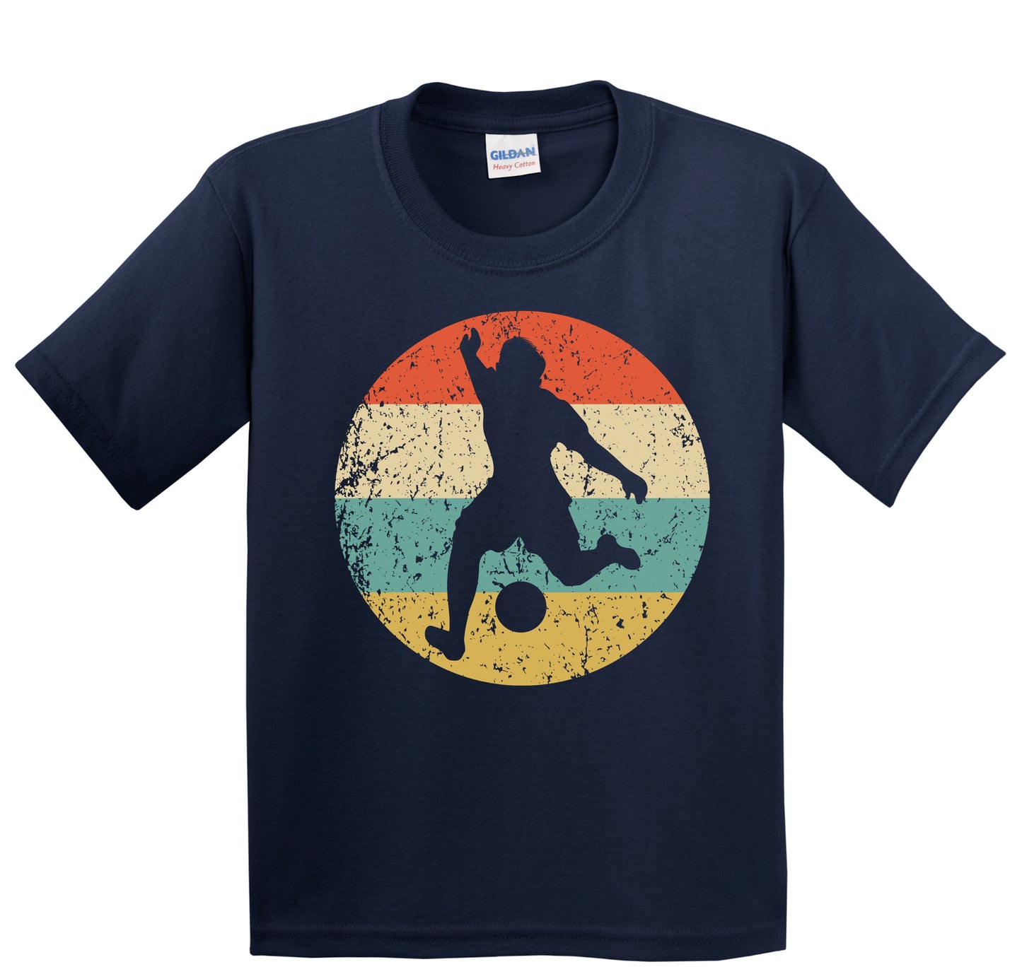 Soccer Player Kick Silhouette Retro Sports Youth T-Shirt