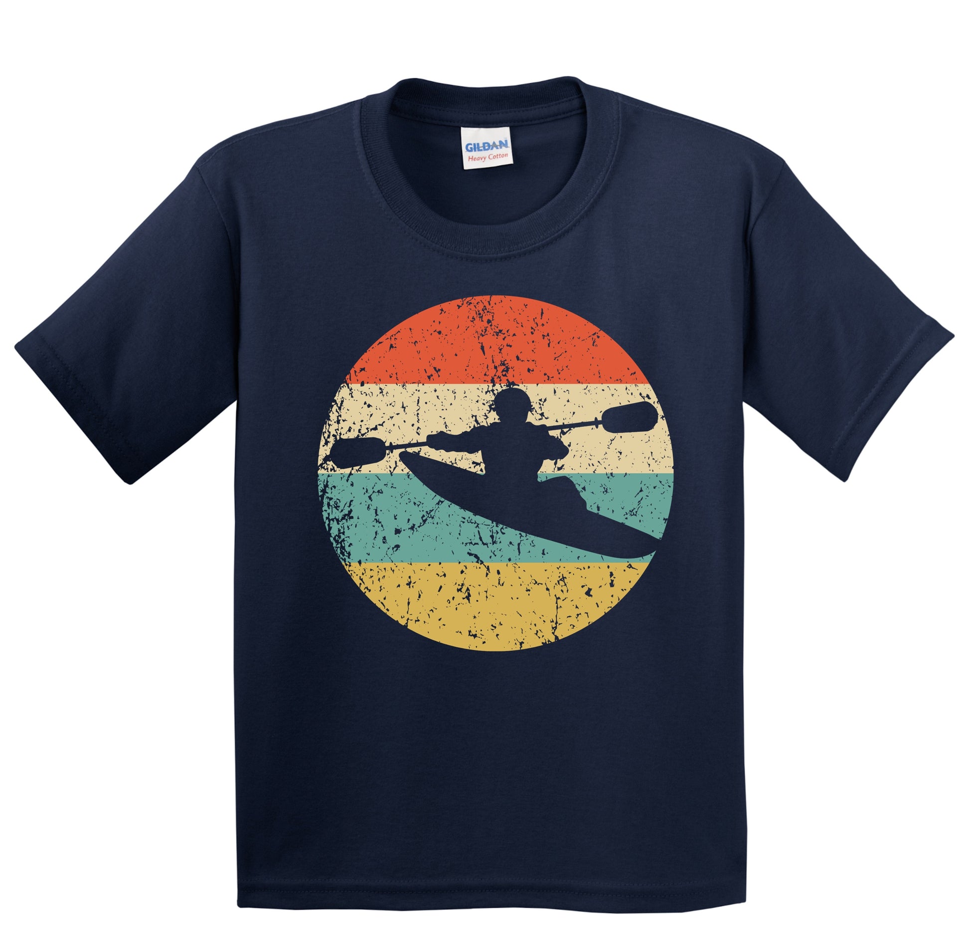 Kayaking Kayaker Silhouette Retro Kayak Youth T-Shirt