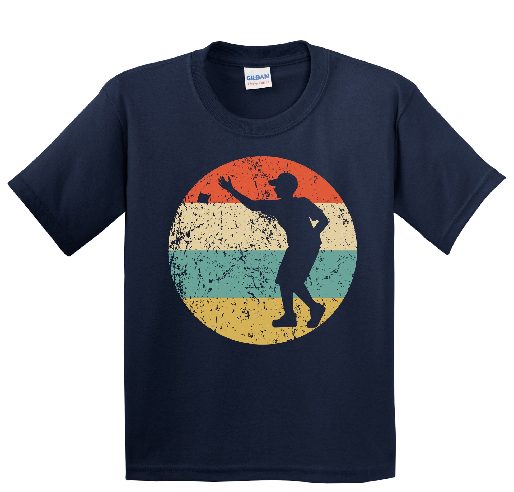 Cornhole Toss Silhouette Retro Cornhole Player Youth T-Shirt