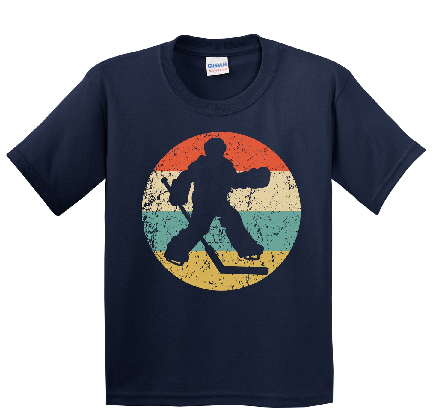 Hockey Goalie Hockey Player Silhouette Retro Sports Youth T-Shirt