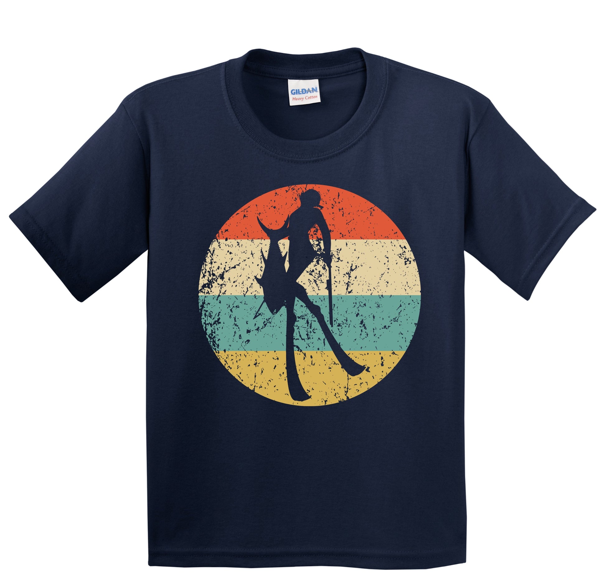 Spearfisherman Silhouette Retro Spearfishing Youth T-Shirt