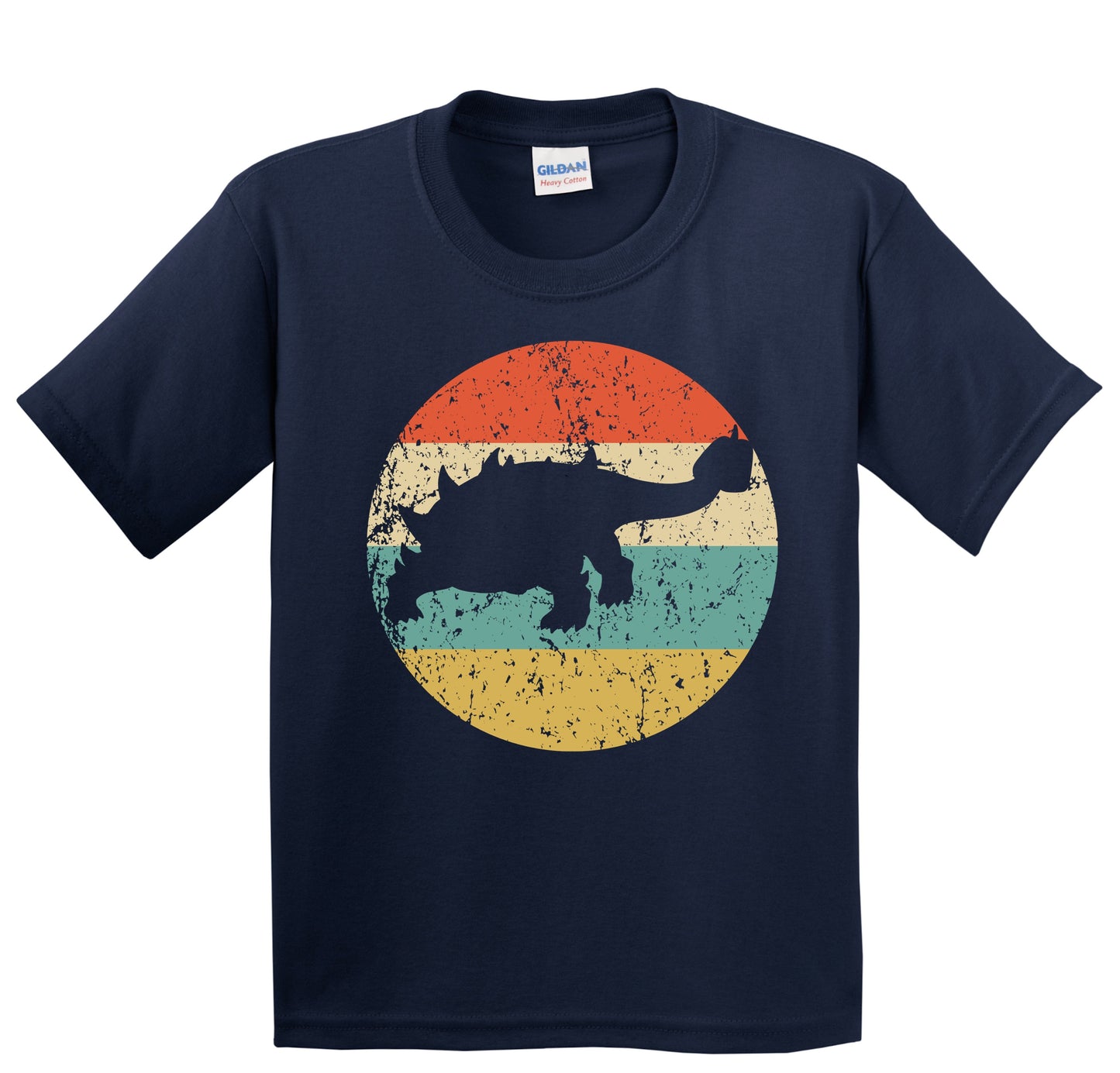 Ankylosaurus Silhouette Retro Dinosaur Youth T-Shirt