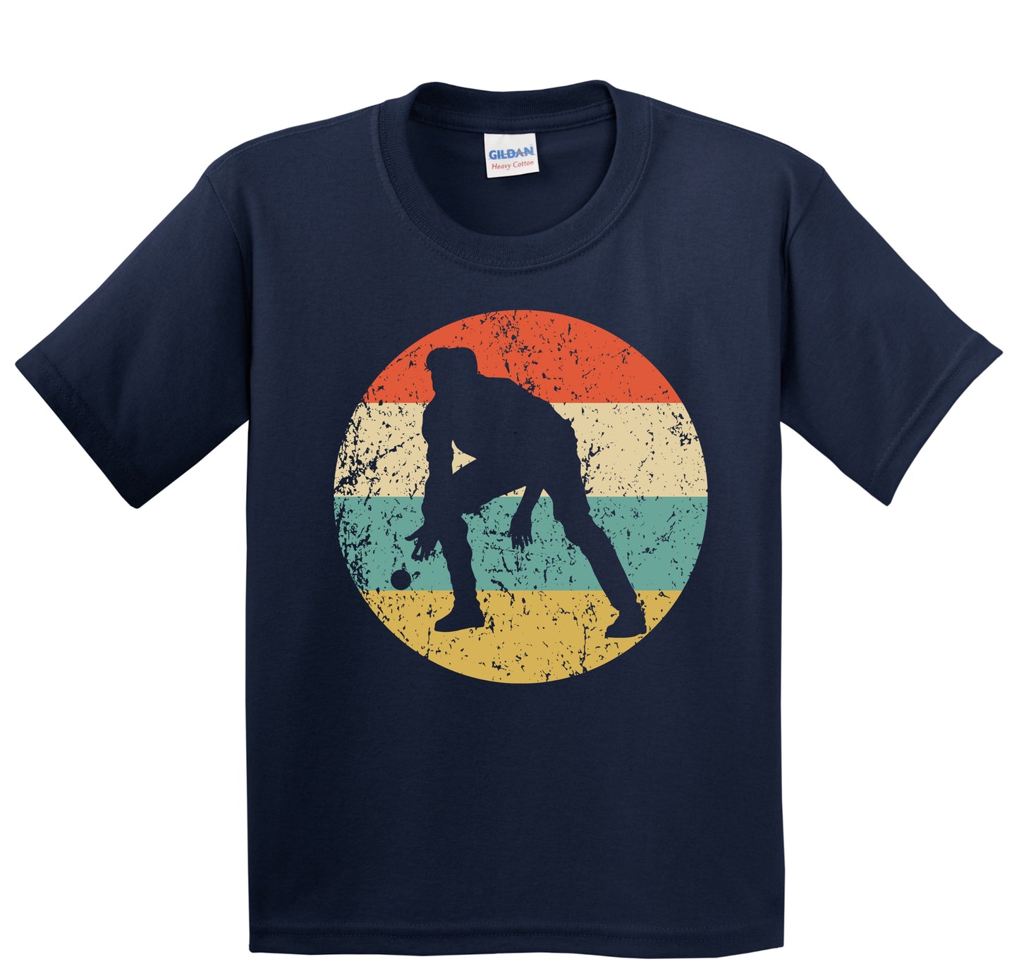 Man Playing Bocce Ball Silhouette Retro Bocce Youth T-Shirt