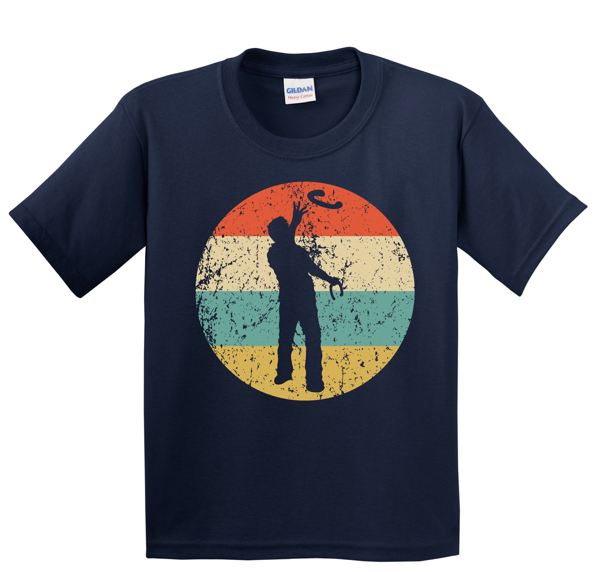 Man Playing Horseshoes Silhouette Retro Horseshoes Toss Youth T-Shirt