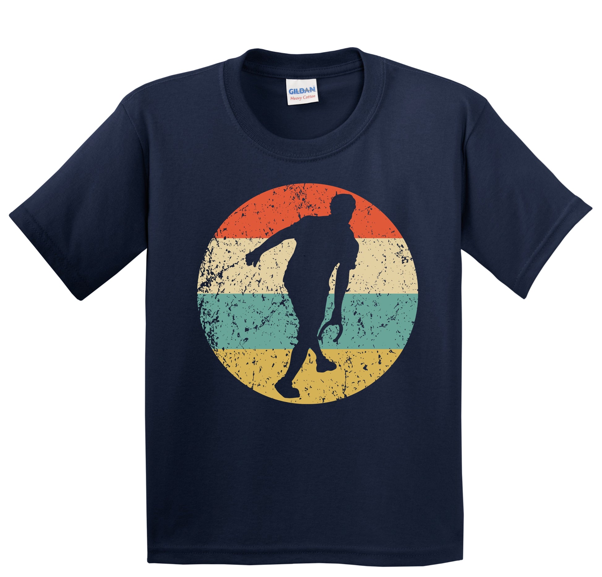 Man Playing Horseshoes Silhouette Retro Horseshoes Youth T-Shirt