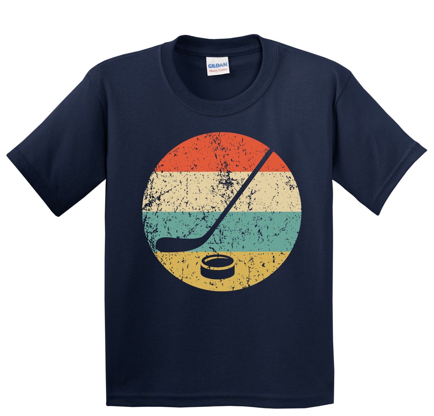 Hockey Stick and Puck Icon Retro Hockey Youth T-Shirt