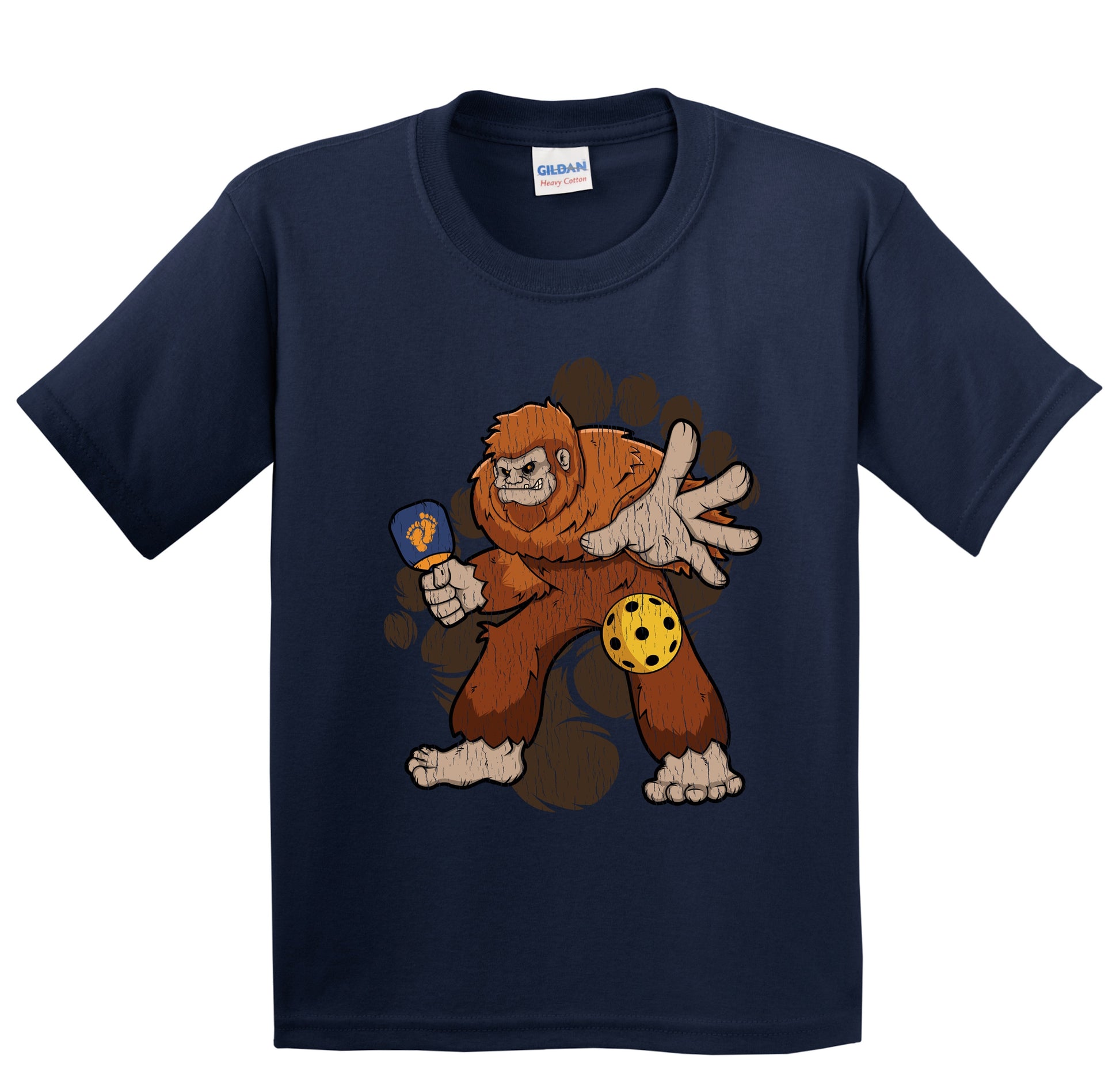 Kids Bigfoot Pickleball Shirt - Sasquatch Playing Pickleball Youth T-Shirt