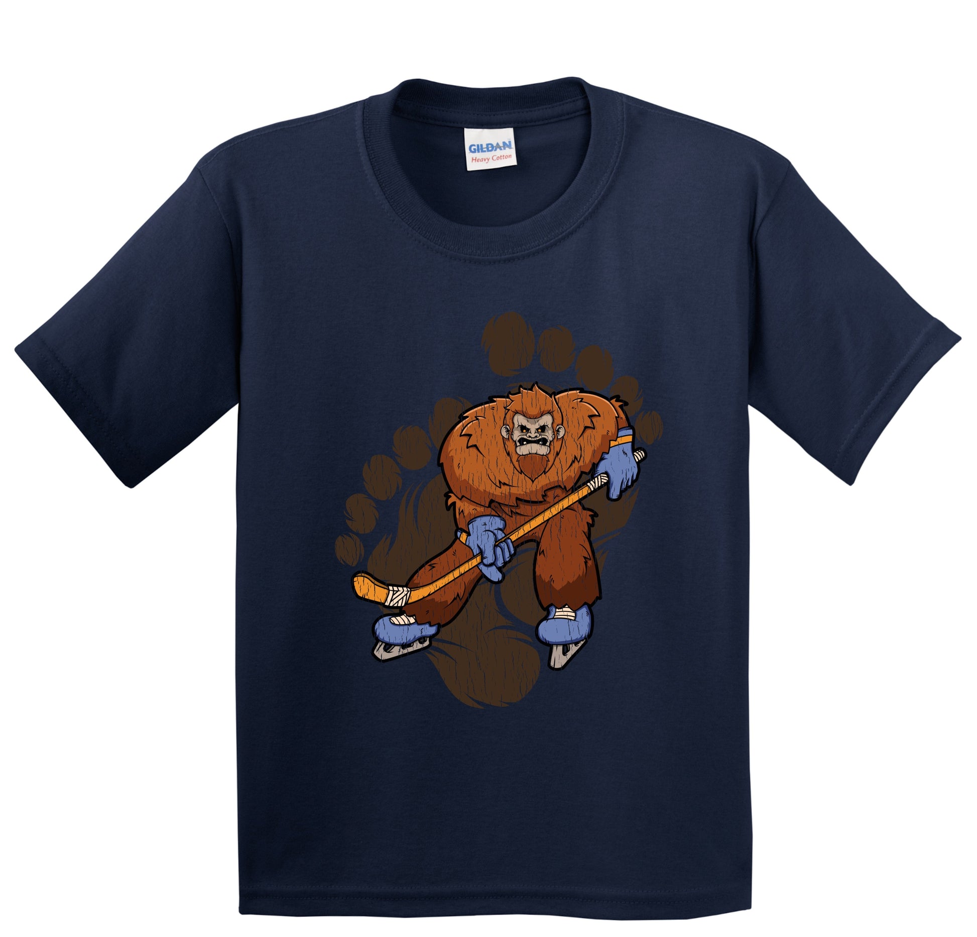 Kids Bigfoot Hockey Shirt - Sasquatch Ice Hockey Youth T-Shirt