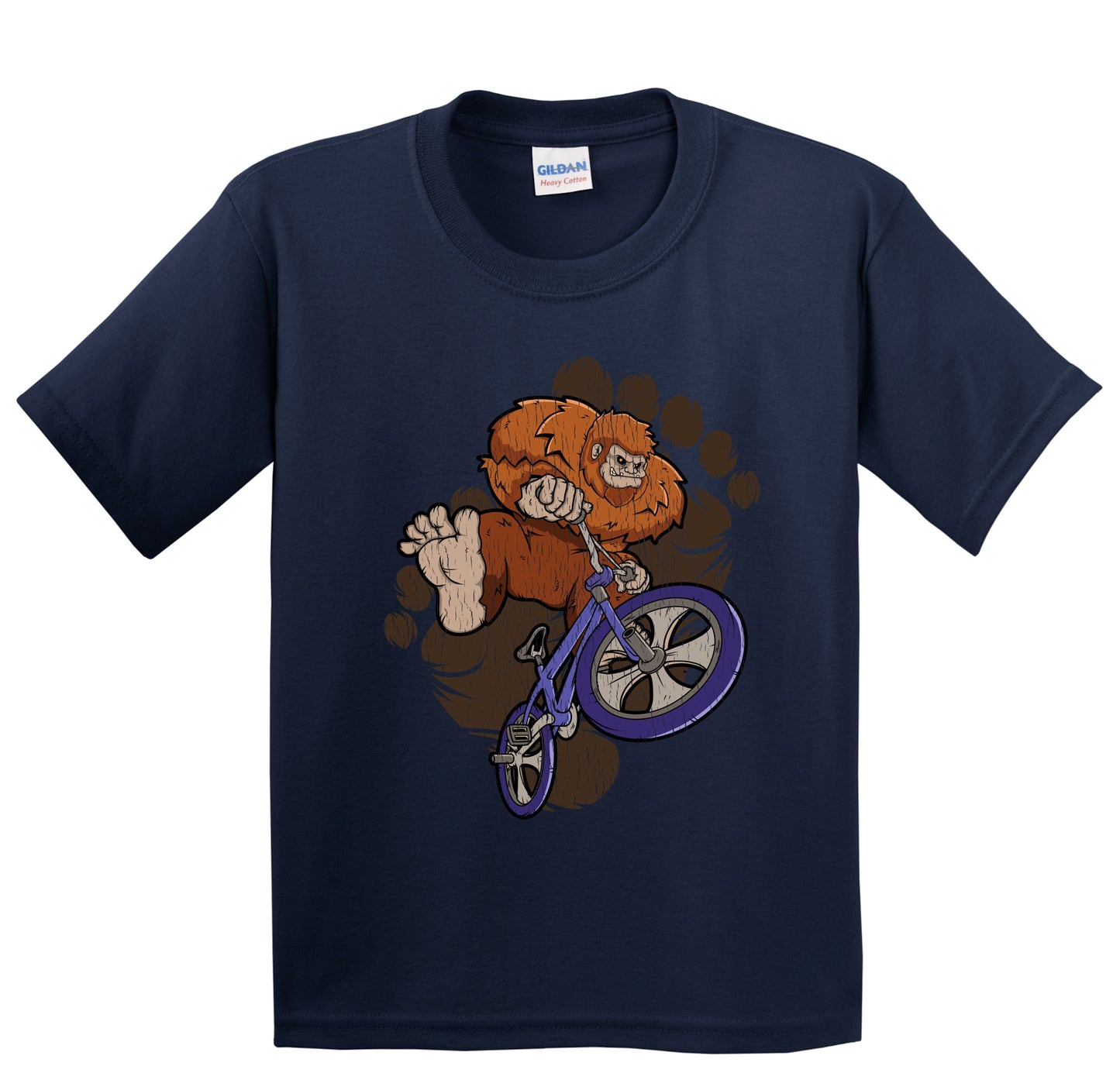 Kids Bigfoot BMX Shirt - Sasquatch on BMX Bike Youth T-Shirt