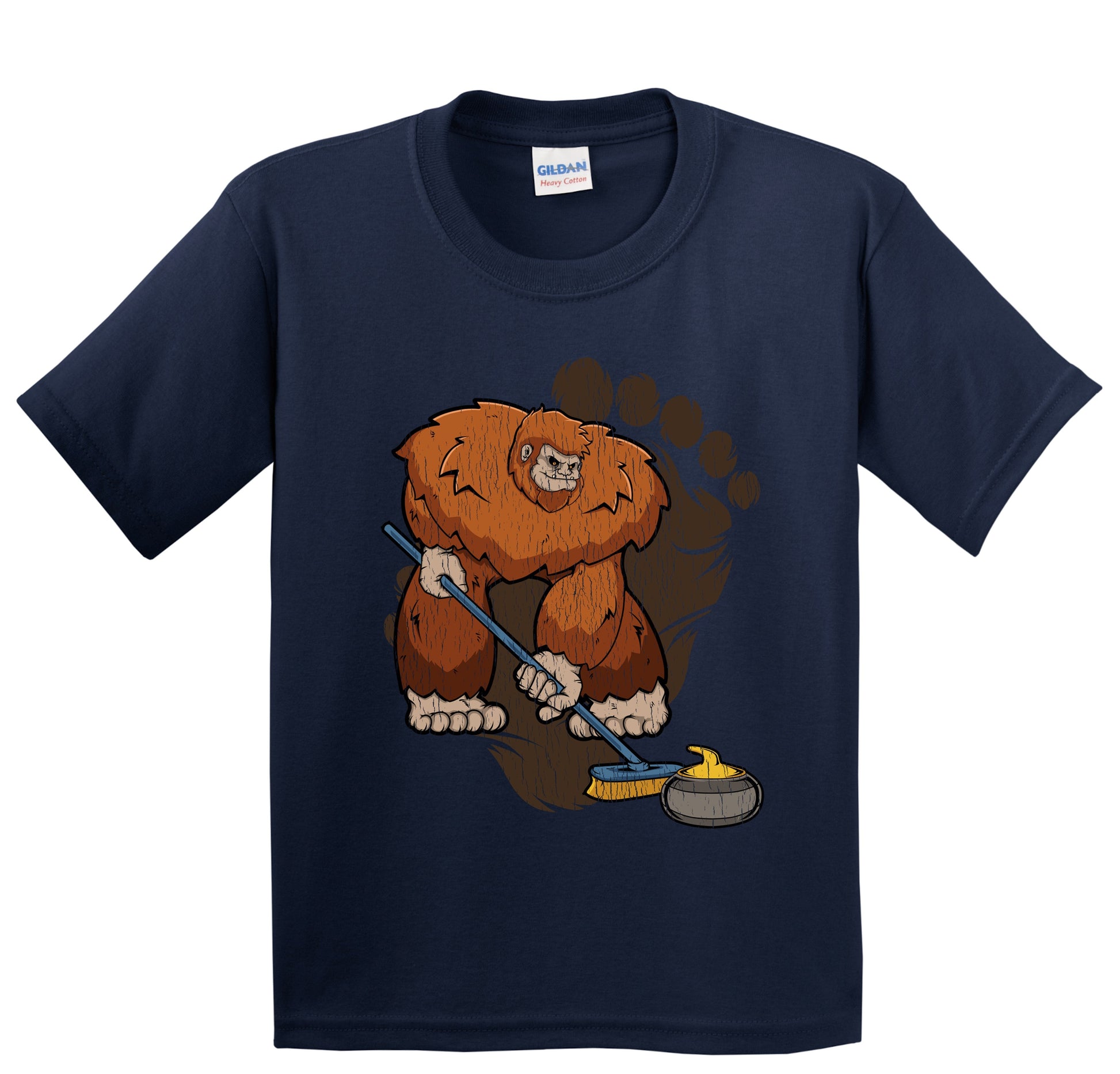 Kids Bigfoot Curling Shirt - Sasquatch Curling Youth T-Shirt