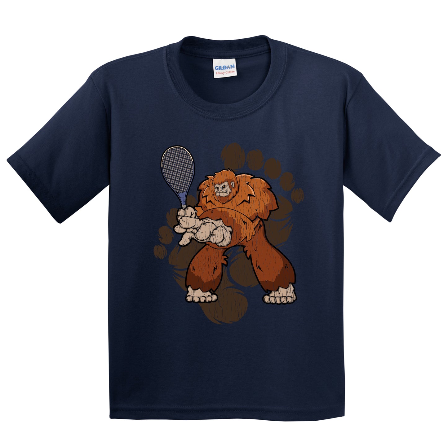 Kids Bigfoot Tennis Shirt - Sasquatch Playing Tennis Youth T-Shirt