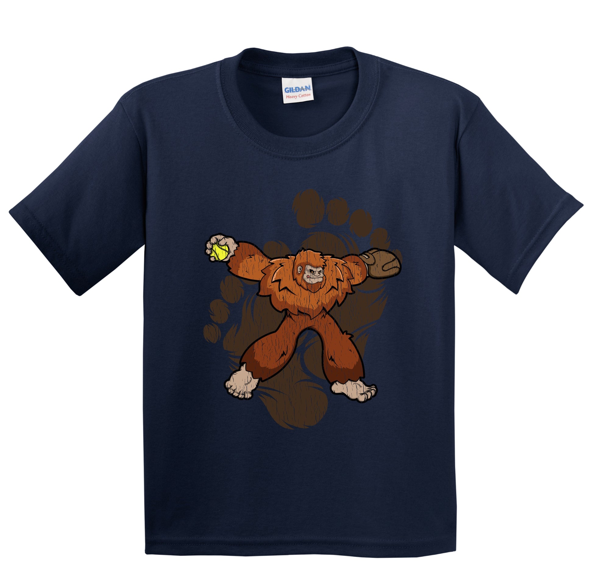 Kids Bigfoot Softball Shirt - Sasquatch Softball Pitcher Youth T-Shirt