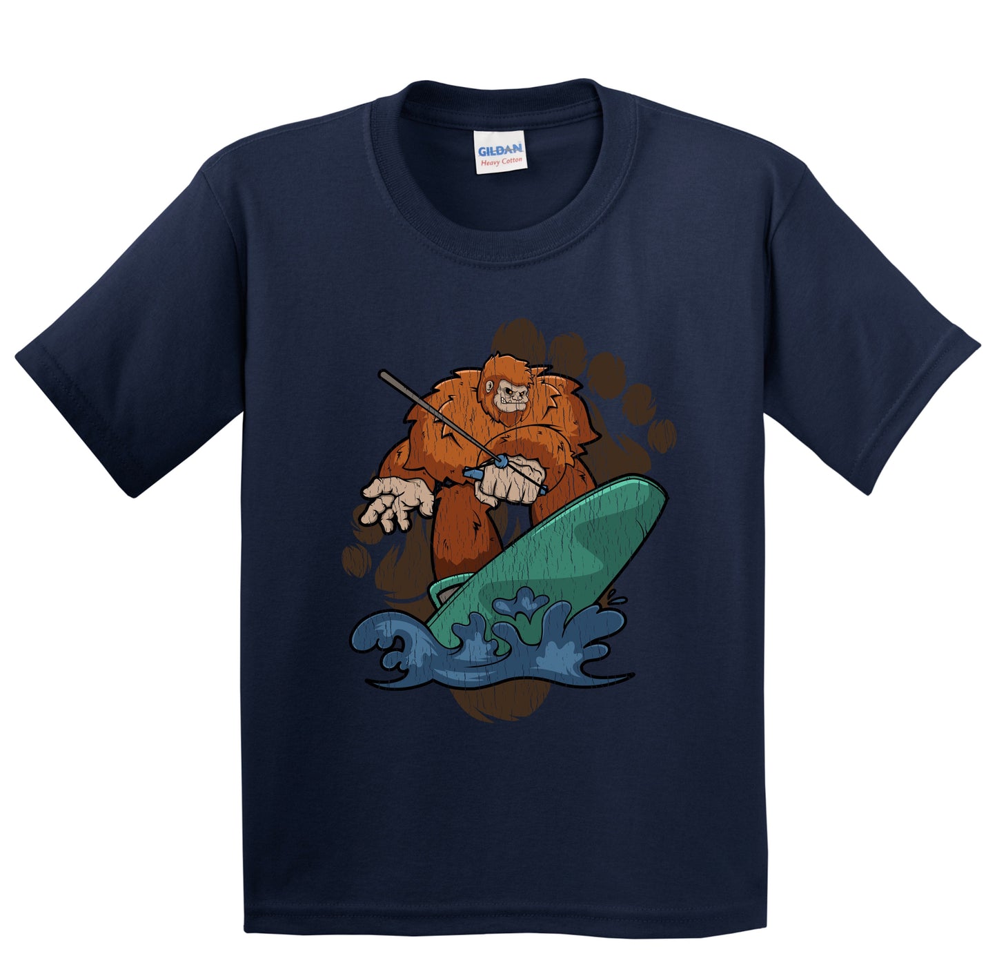 Kids Bigfoot Wakeboarding Shirt - Sasquatch on Wakeboard Youth T-Shirt