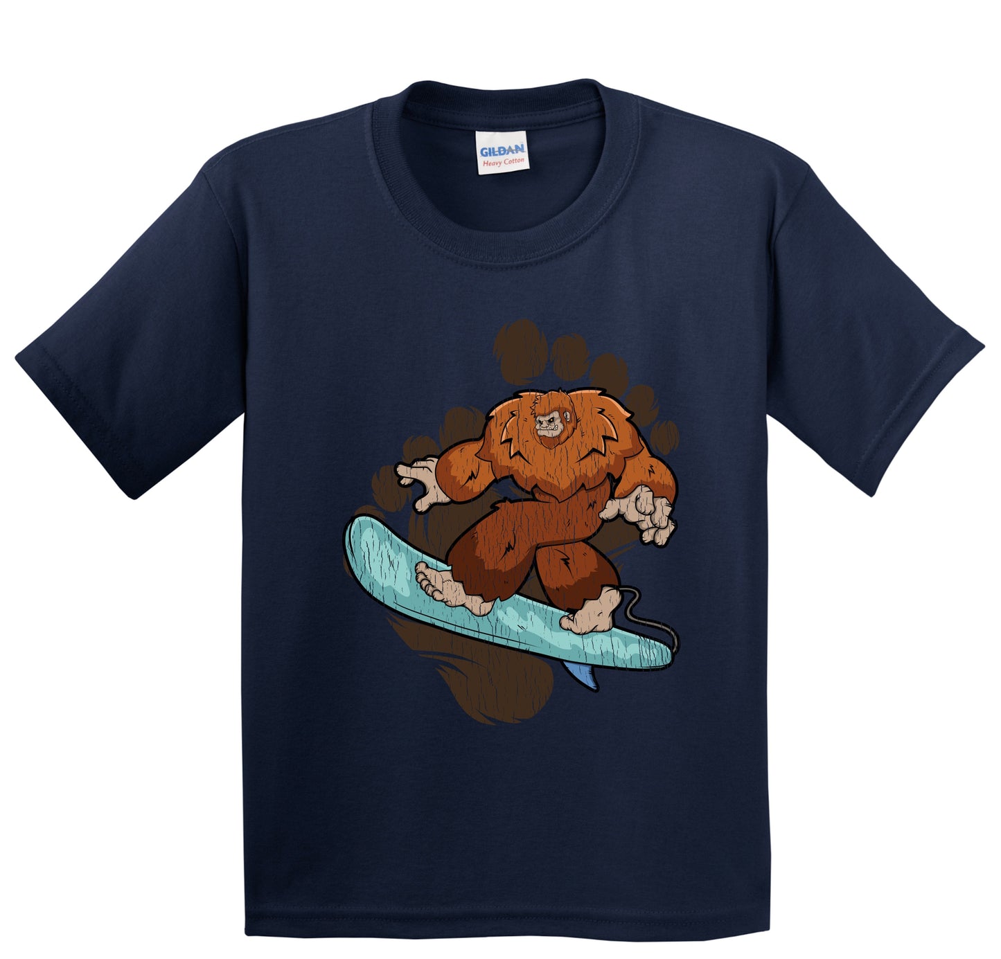 Kids Bigfoot Surfing Shirt - Sasquatch on Surf Board Youth T-Shirt