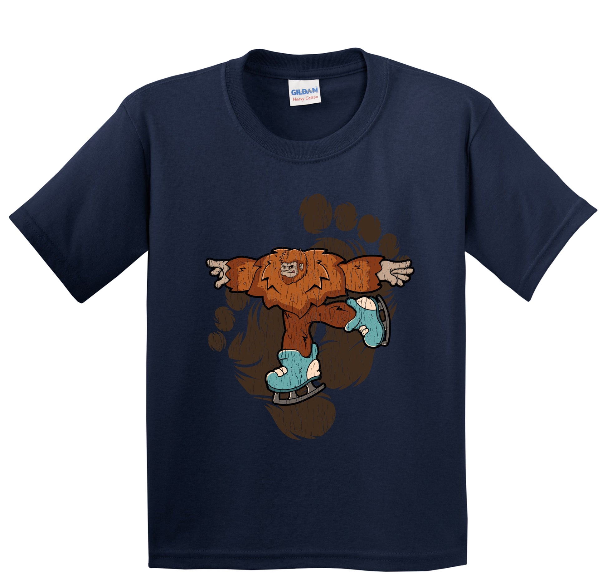 Kids Bigfoot Figure Skating Shirt - Sasquatch on Figure Skates Youth T-Shirt