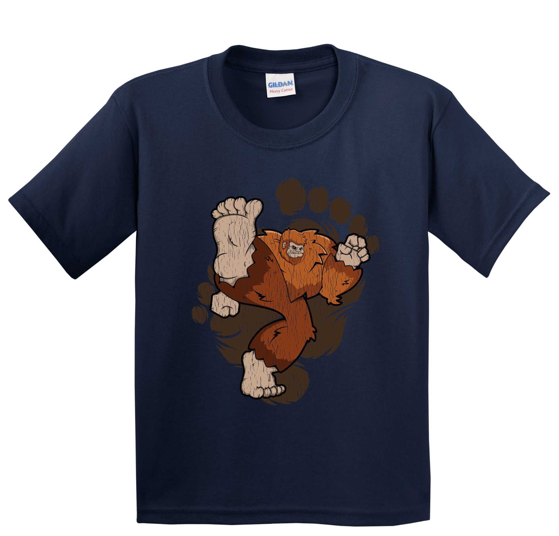 Kids Bigfoot Karate Shirt - Sasquatch Kicking Youth T-Shirt