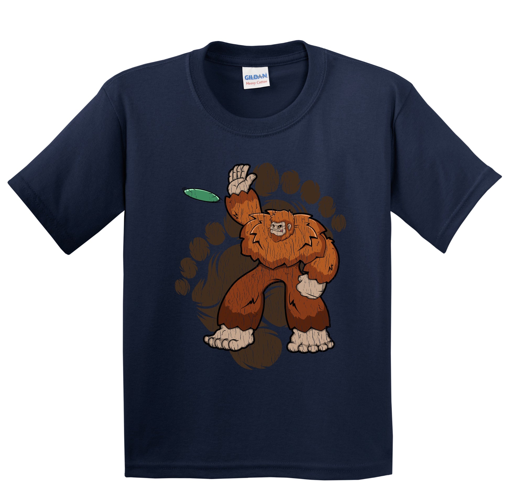 Kids Bigfoot Disc Golf Shirt - Sasquatch Throwing Disc Youth T-Shirt