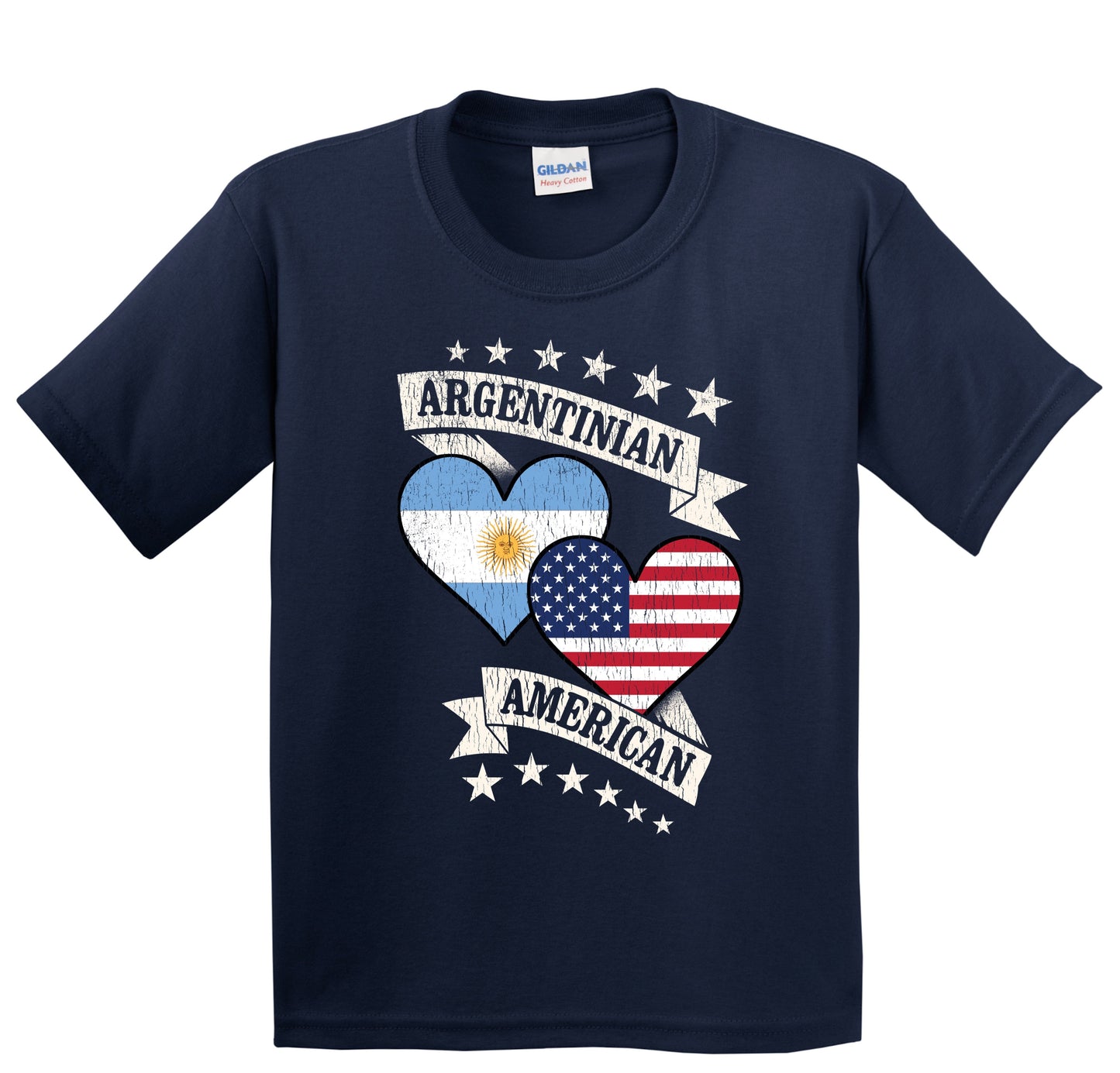 Argentinian American Heart Flags Argentina America Youth T-Shirt