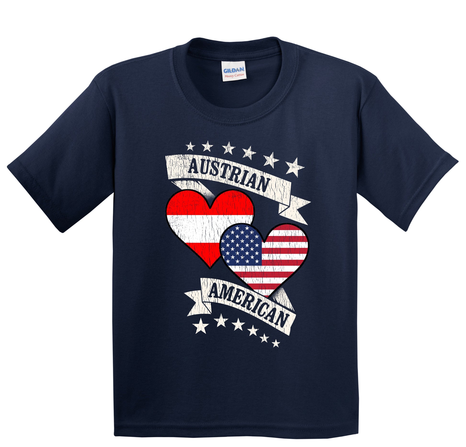 Austrian American Heart Flags Austria America Youth T-Shirt
