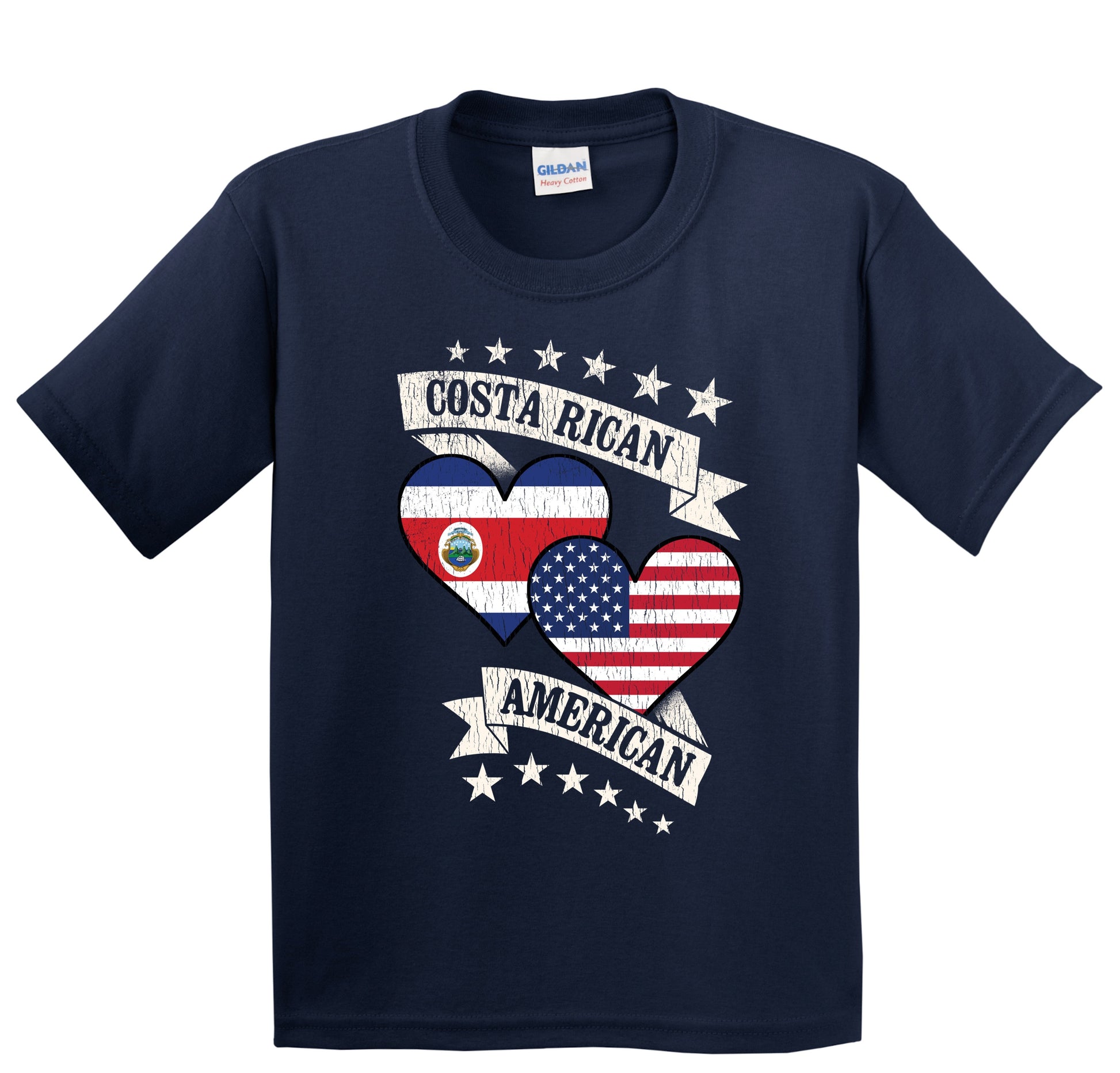 Costa Rican American Heart Flags Costa Rica America Youth T-Shirt