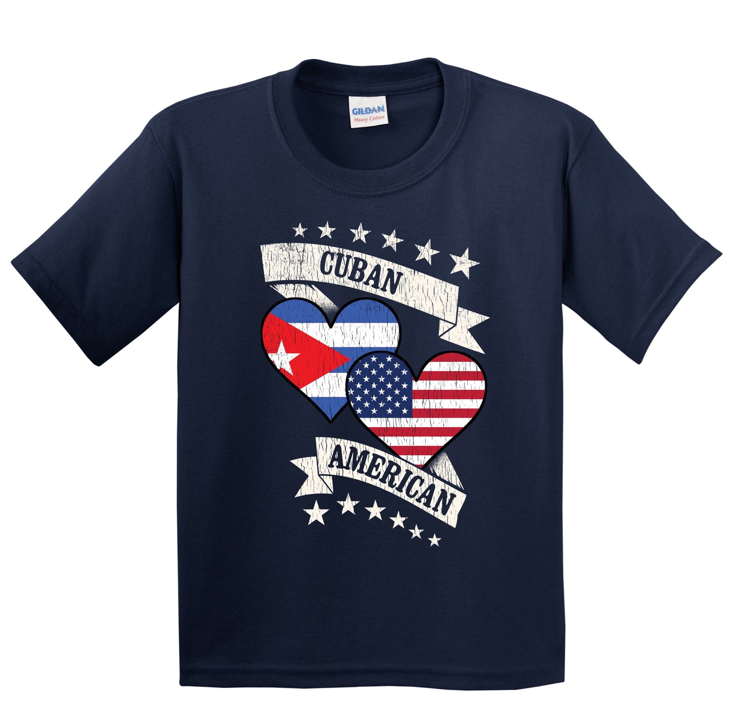 Cuban American Heart Flags Cuba America Youth T-Shirt