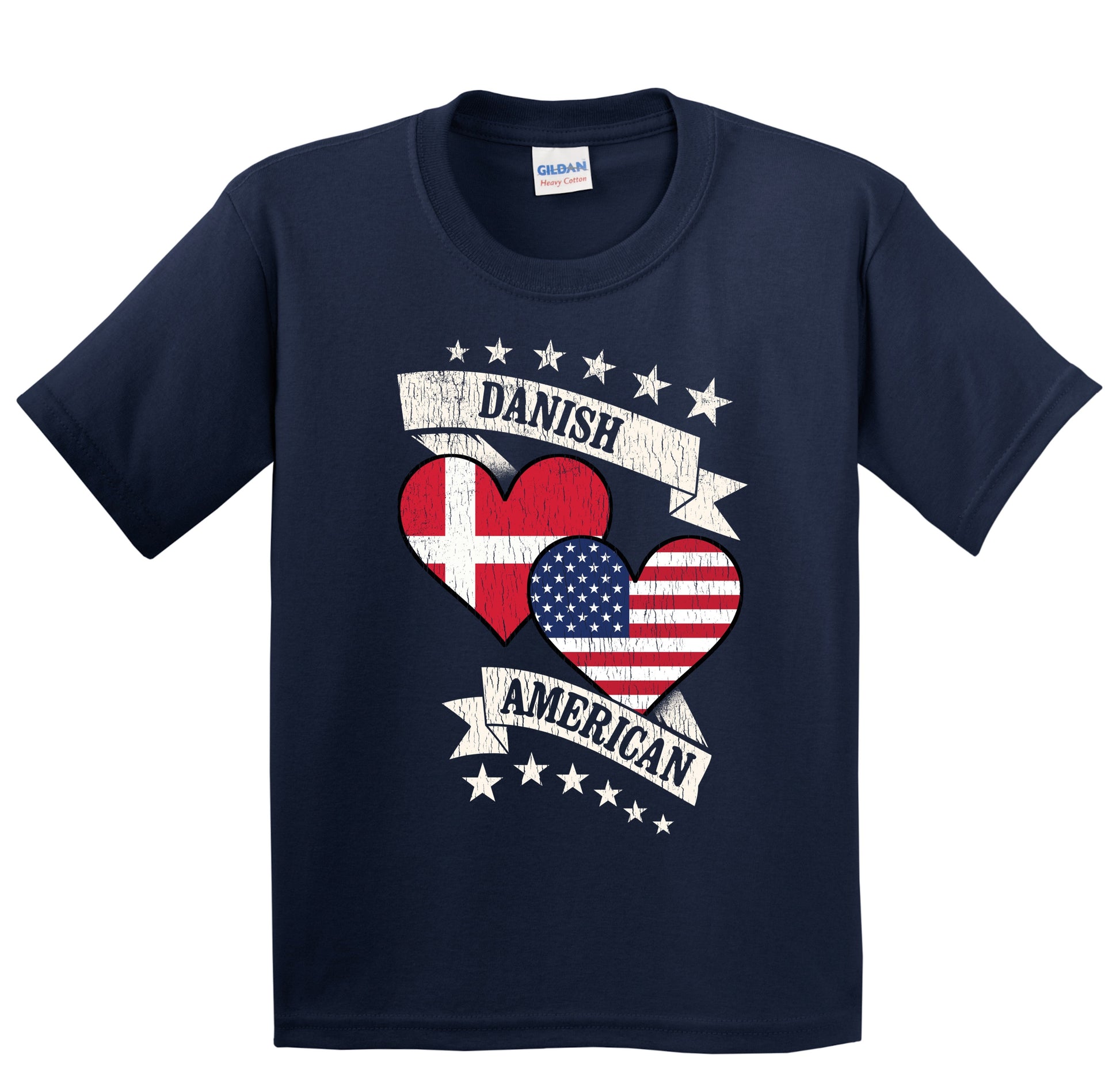 Danish American Heart Flags Denmark America Youth T-Shirt