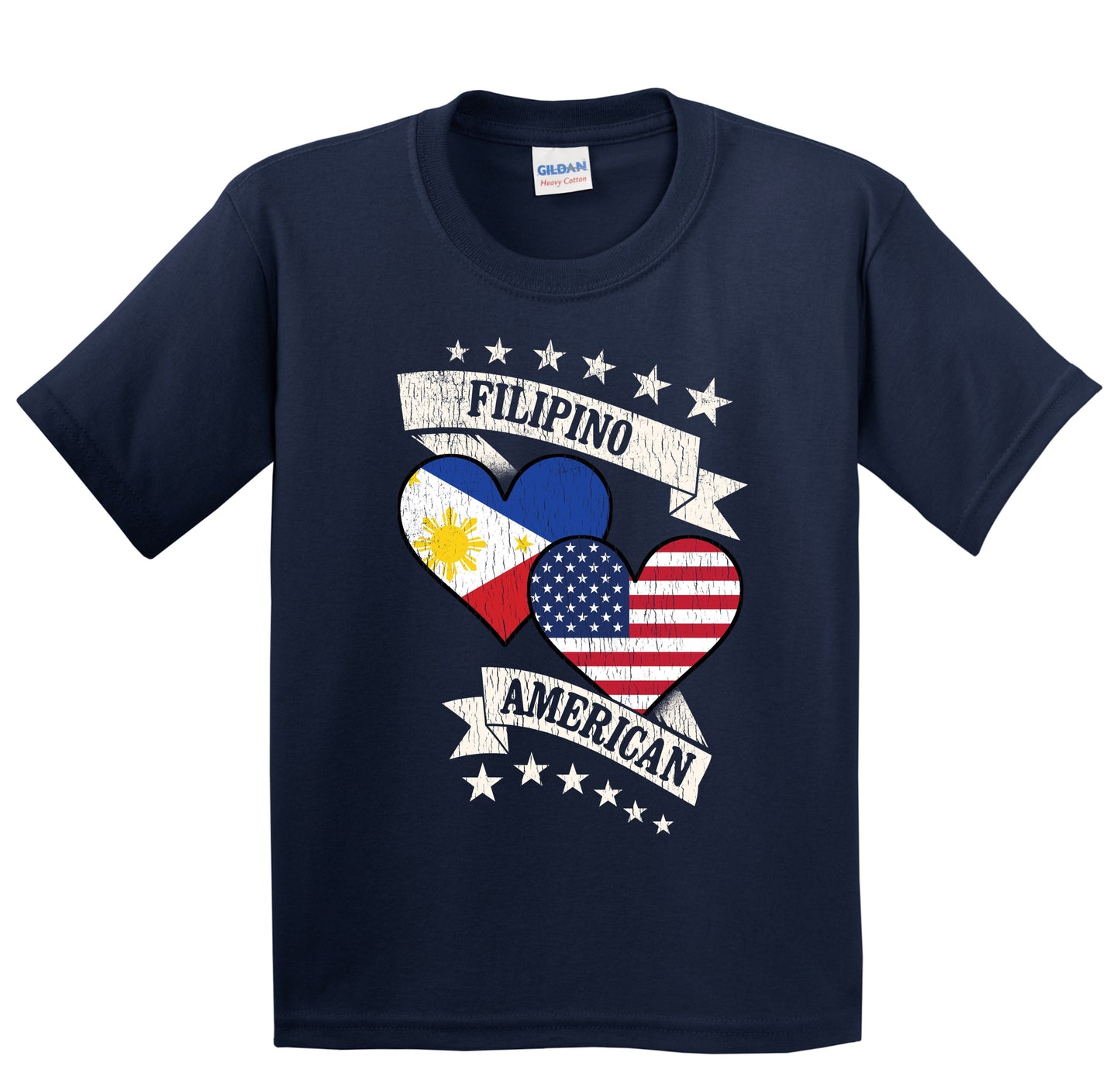Filipino American Heart Flags Philippines America Youth T-Shirt