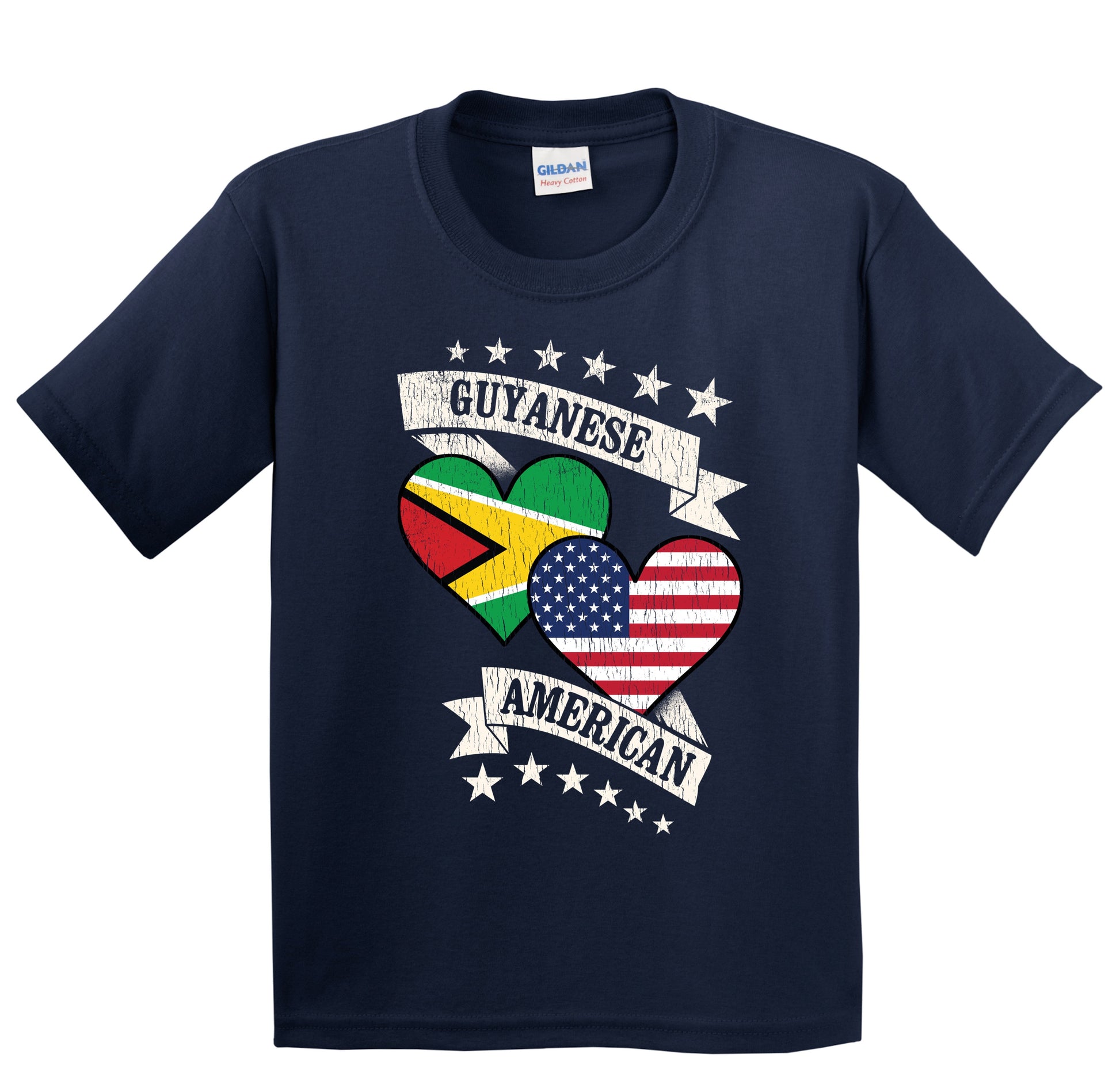 Guyanese American Heart Flags Guyana America Youth T-Shirt