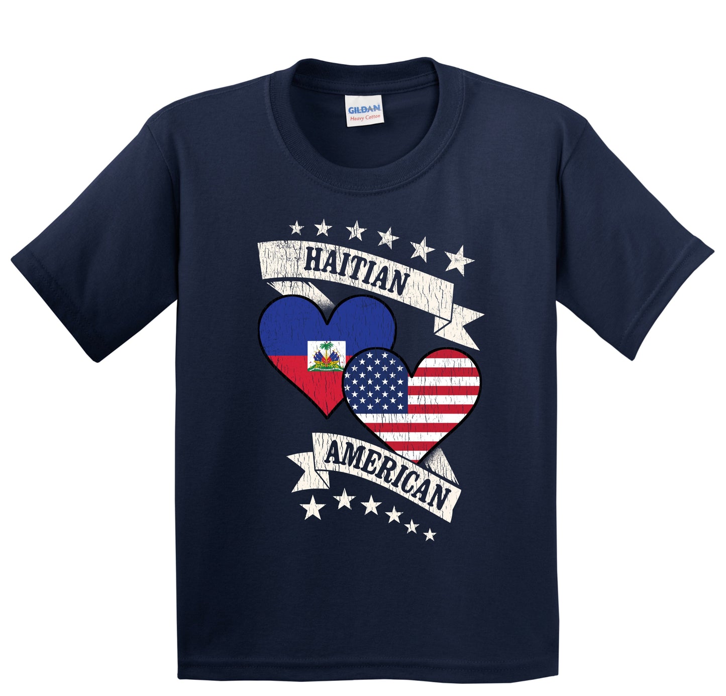 Haitian American Heart Flags Haiti America Youth T-Shirt