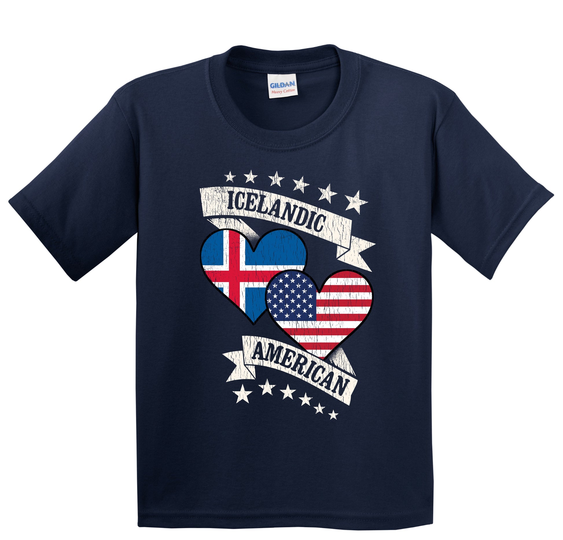Icelandic American Heart Flags Iceland America Youth T-Shirt