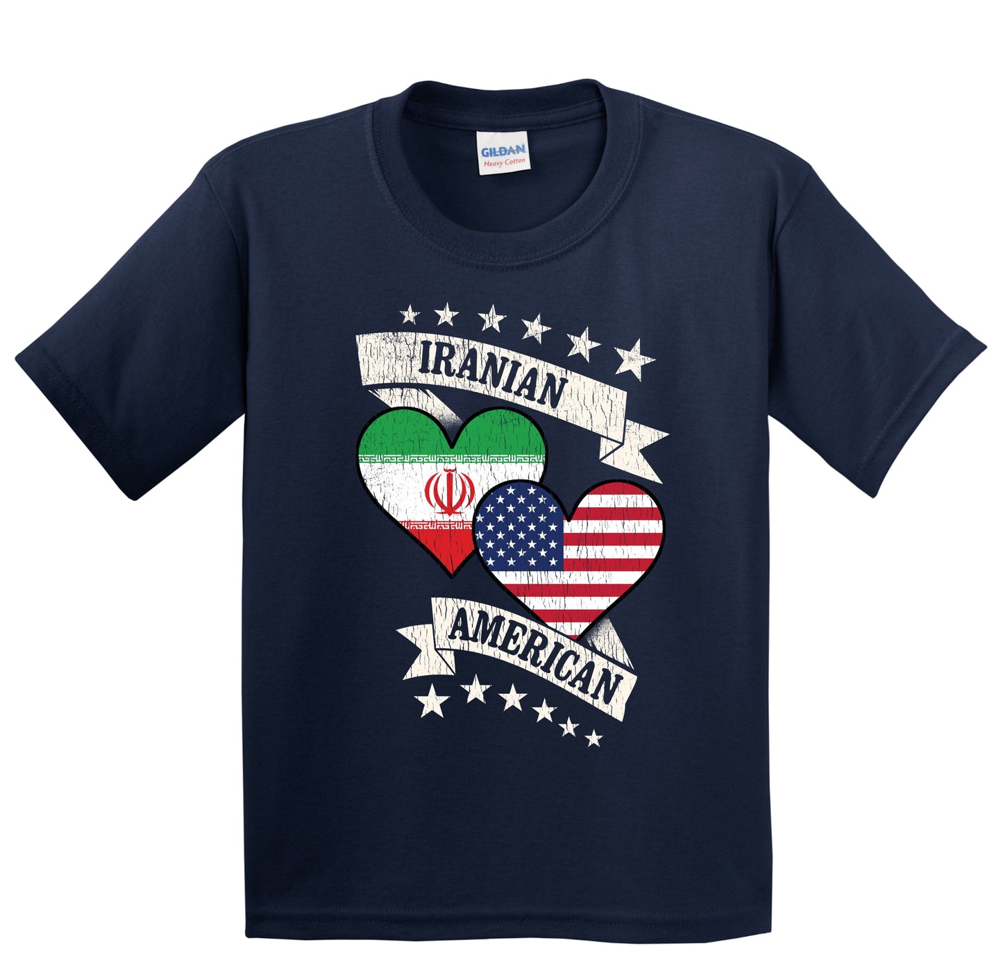 Iranian American Heart Flags Iran America Youth T-Shirt