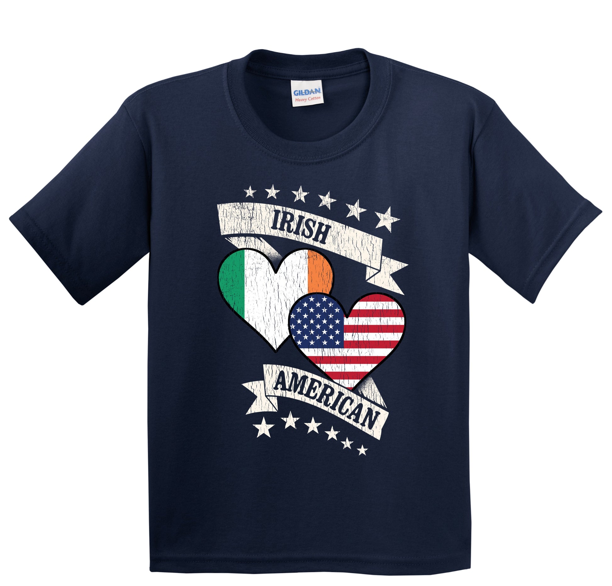 Irish American Heart Flags Ireland America Youth T-Shirt