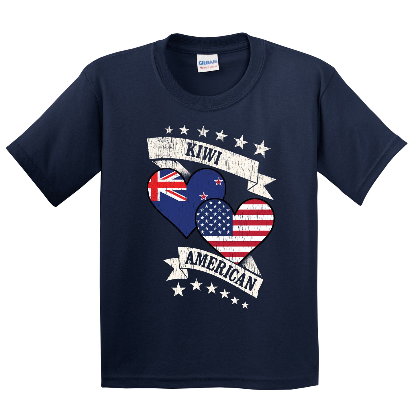 Kiwi American Heart Flags New Zealand America Youth T-Shirt