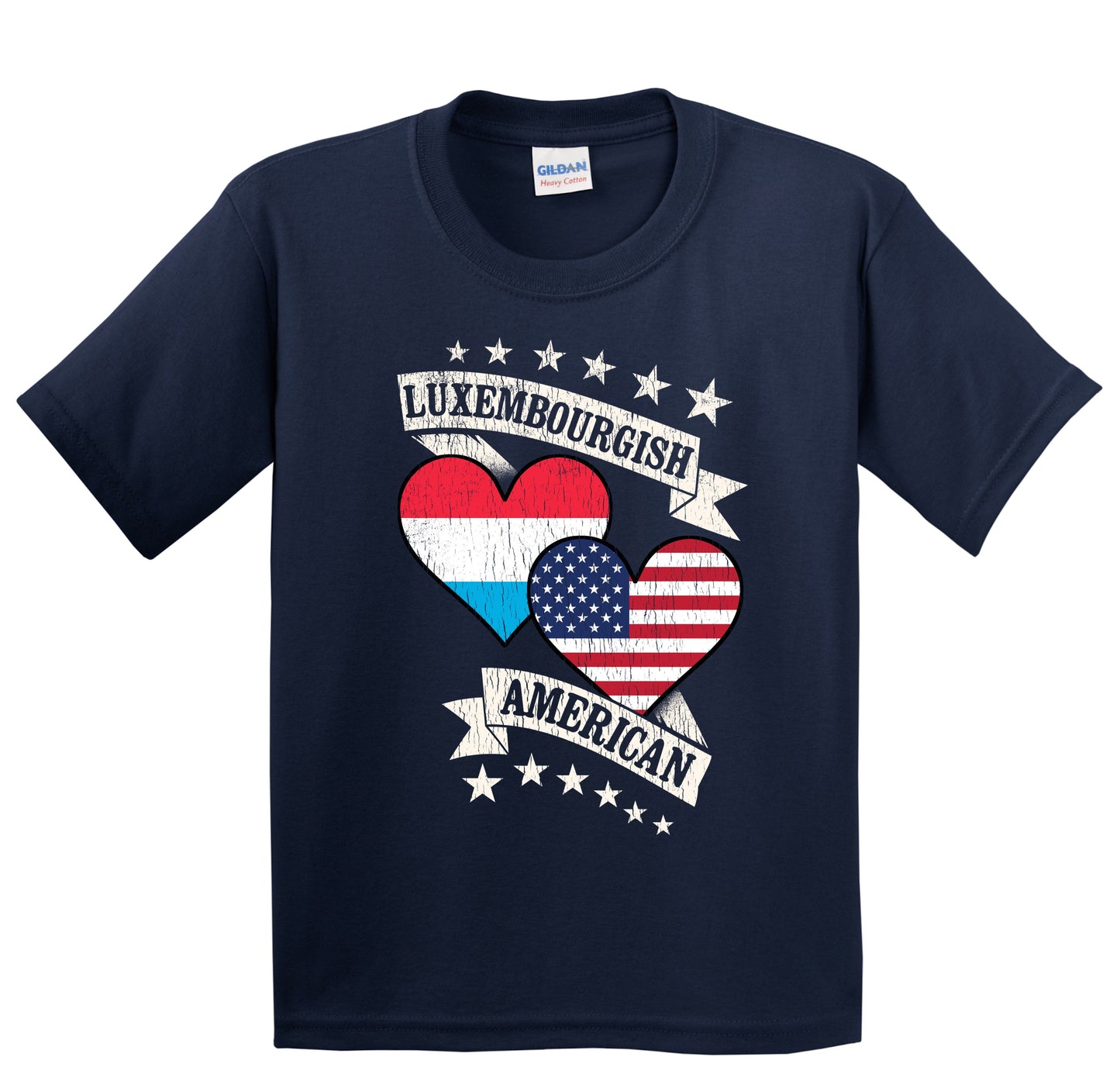 Luxembourgish American Heart Flags Luxembourg America Youth T-Shirt