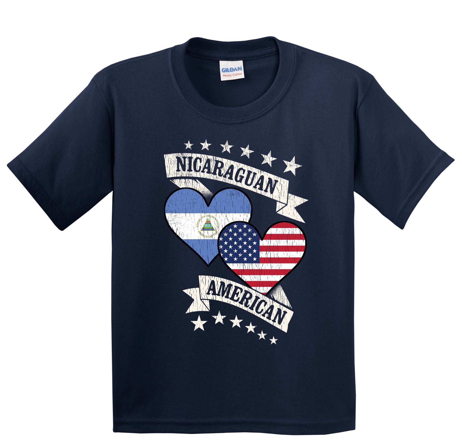 Nicaraguan American Heart Flags Nicaragua America Youth T-Shirt