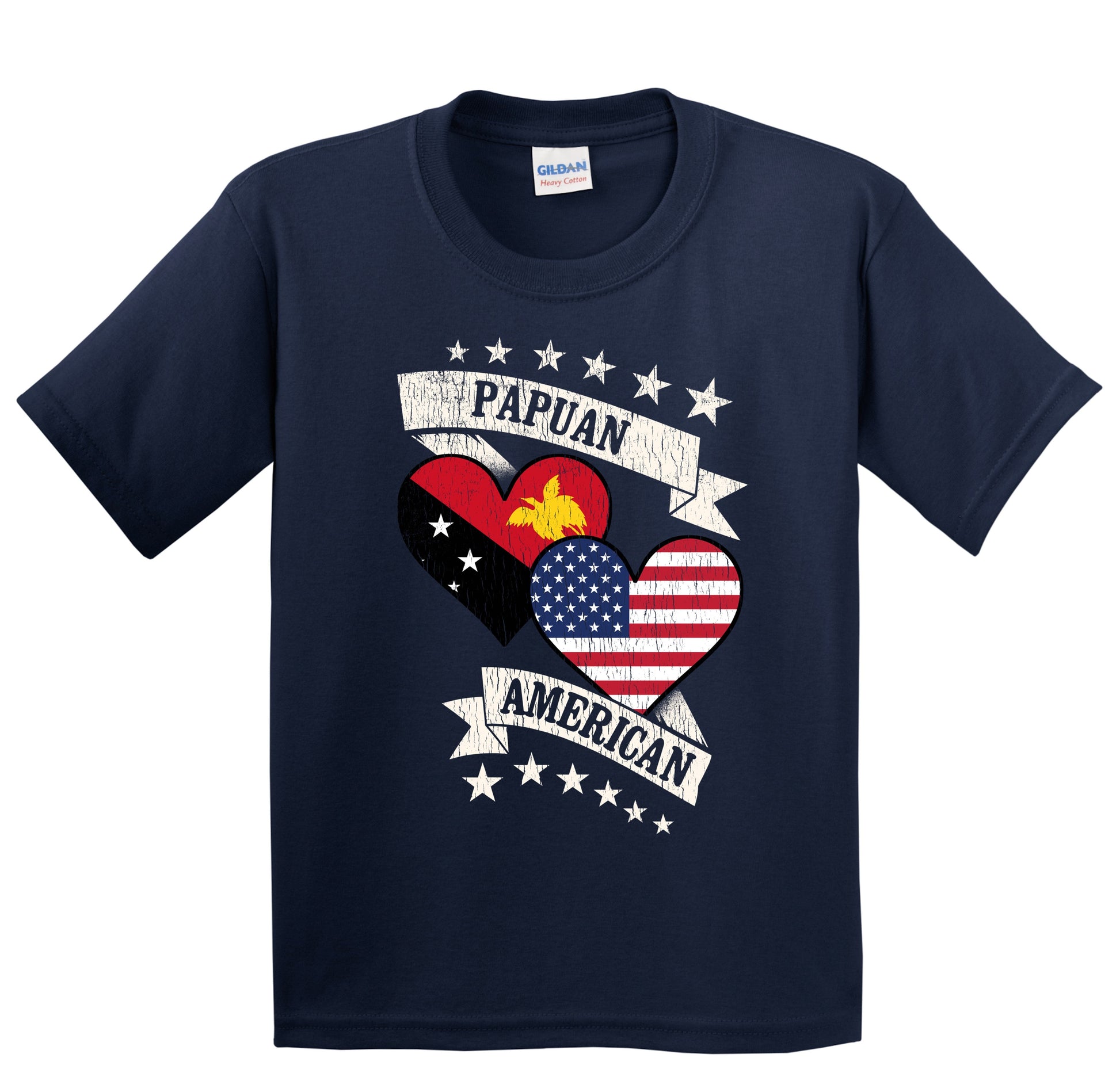 Papuan American Heart Flags Papua New Guinea America Youth T-Shirt